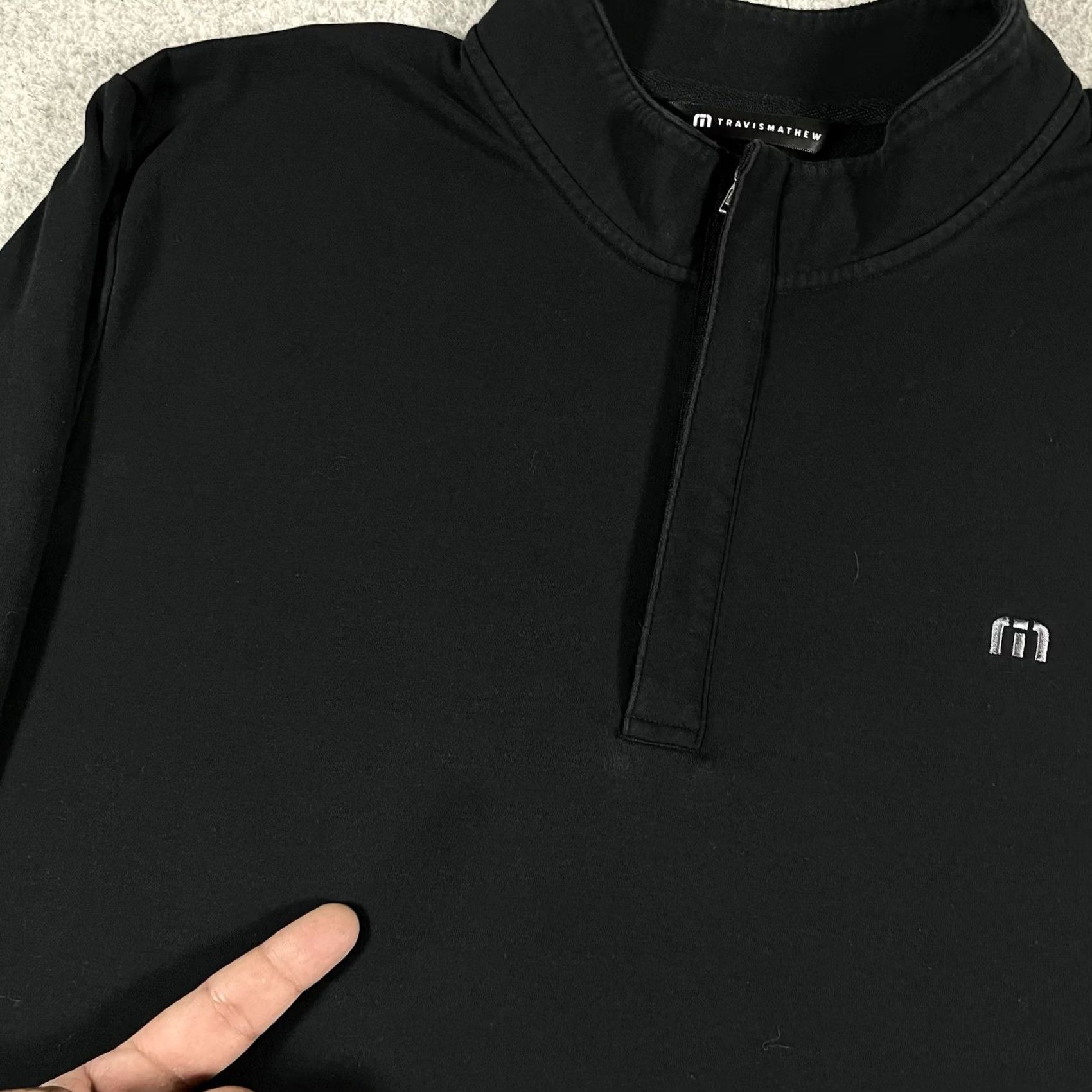 TravisMathew Travis Mathew 1/4 Zip Pullover Mens 3XL Black Stretch Golf Cotton Blend Shirt Size US XXL / EU 58 / 5 - 2 Thumbnail