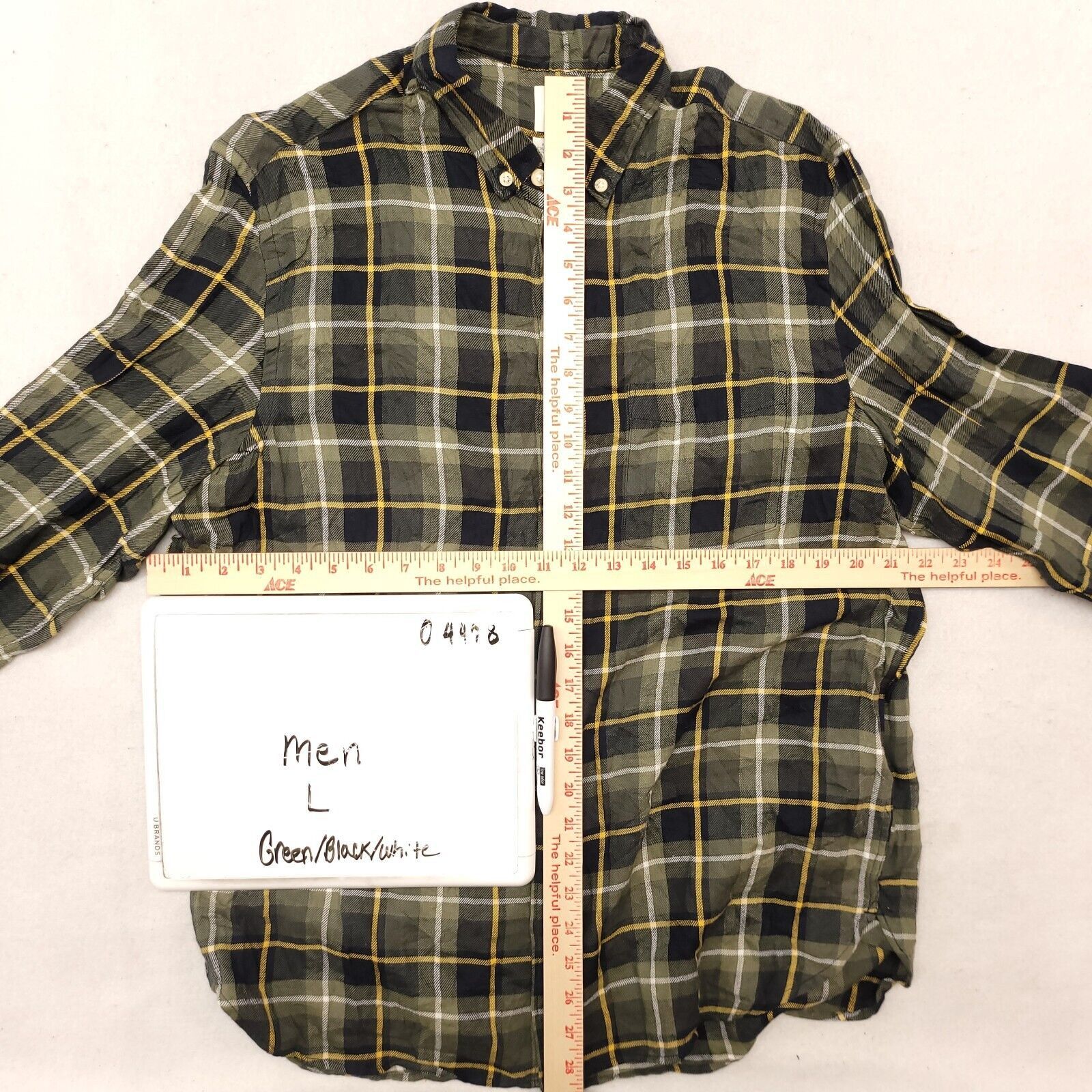 H&M H&M LOGG Tartan Flannel Shirt Mens Size Large L Green Yellow Size US L / EU 52-54 / 3 - 6 Thumbnail