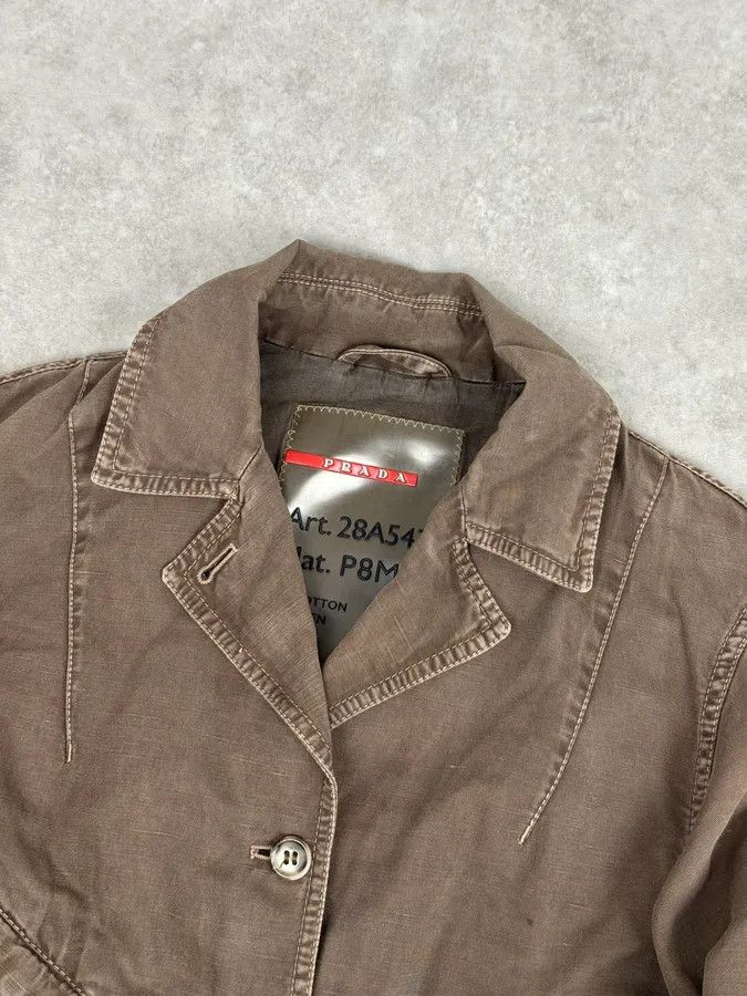 Prada 2000s Prada Light Brown Cotton Linen Cargo Jacket Size M / US 6-8 / IT 42-44 - 4 Thumbnail