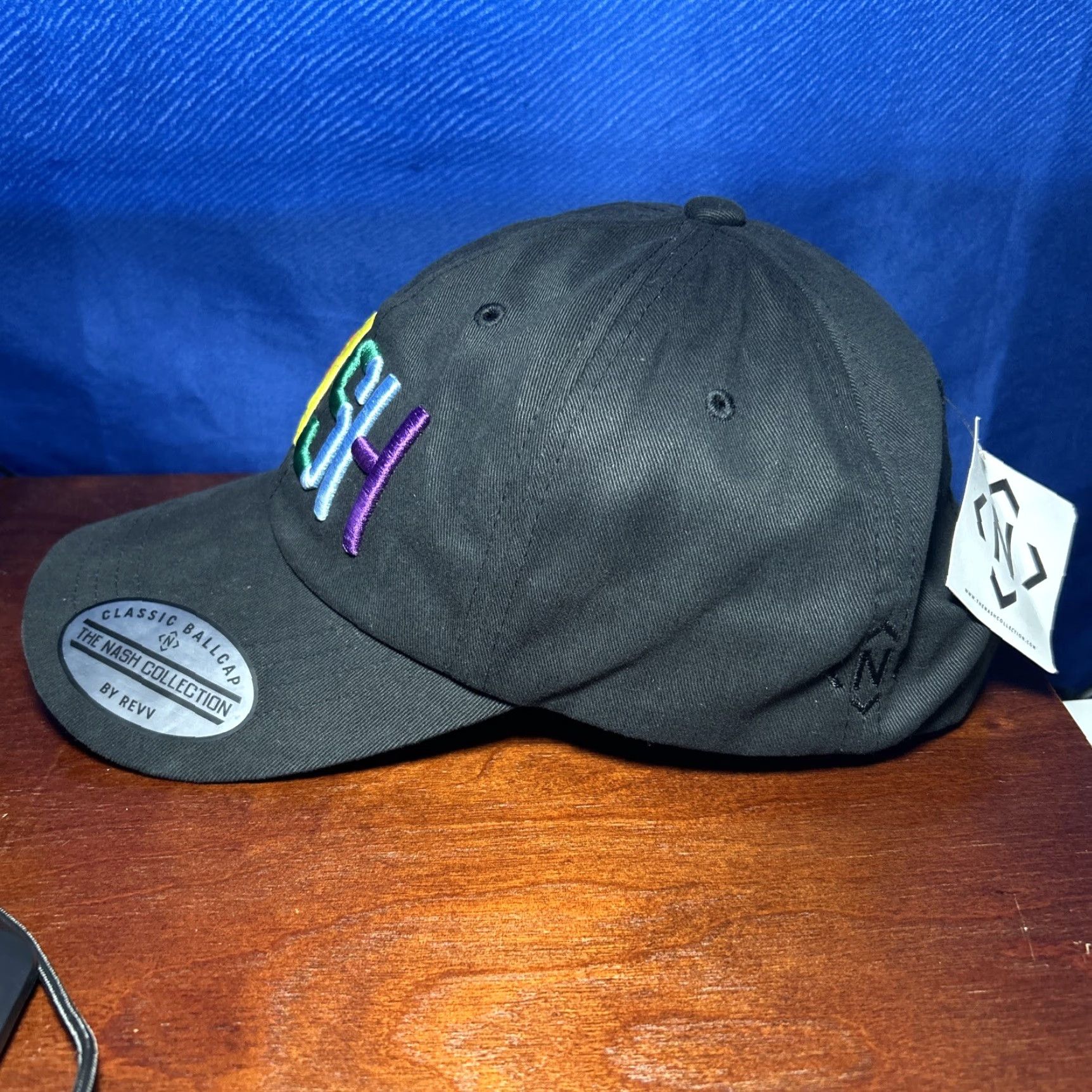Rainbow The NASH Collection Hat Women One Size Black Rainbow Font Adjustable NWT Size ONE SIZE - 2 Thumbnail