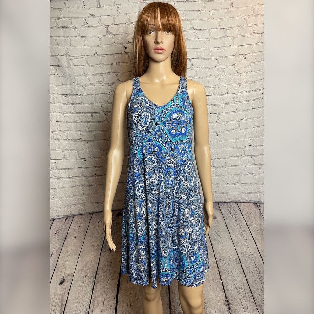 Other NWT New Sigrid Olsen Linen Rayon Blue Racerback Mini Dress Size XS / US 0-2 / IT 36-38 - 1 Thumbnail