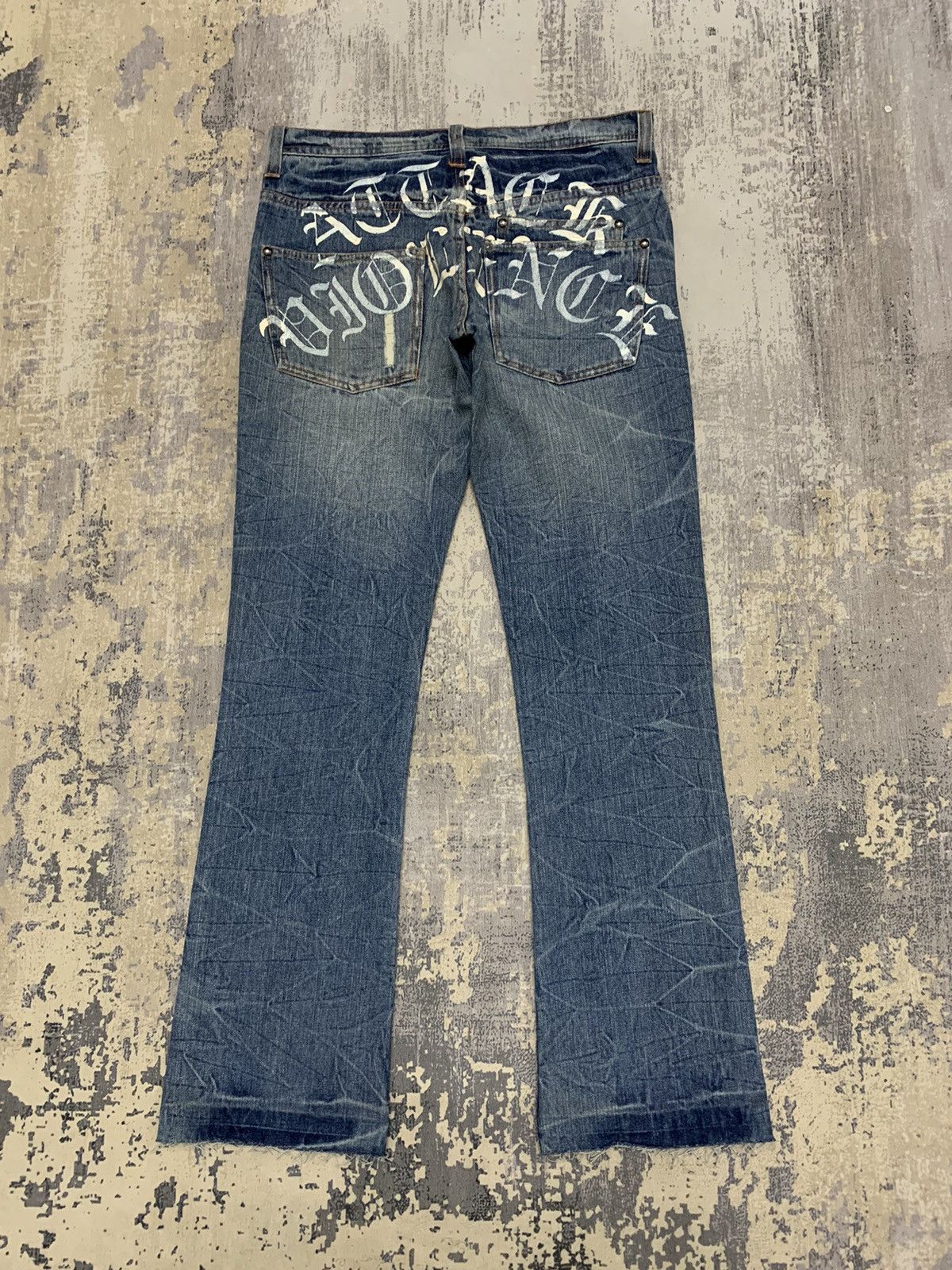 If Six Was Nine Archive Japanese Place Plan Attack Violence Flare Jeans Y2K Size US 30 / EU 46 - 1 Thumbnail