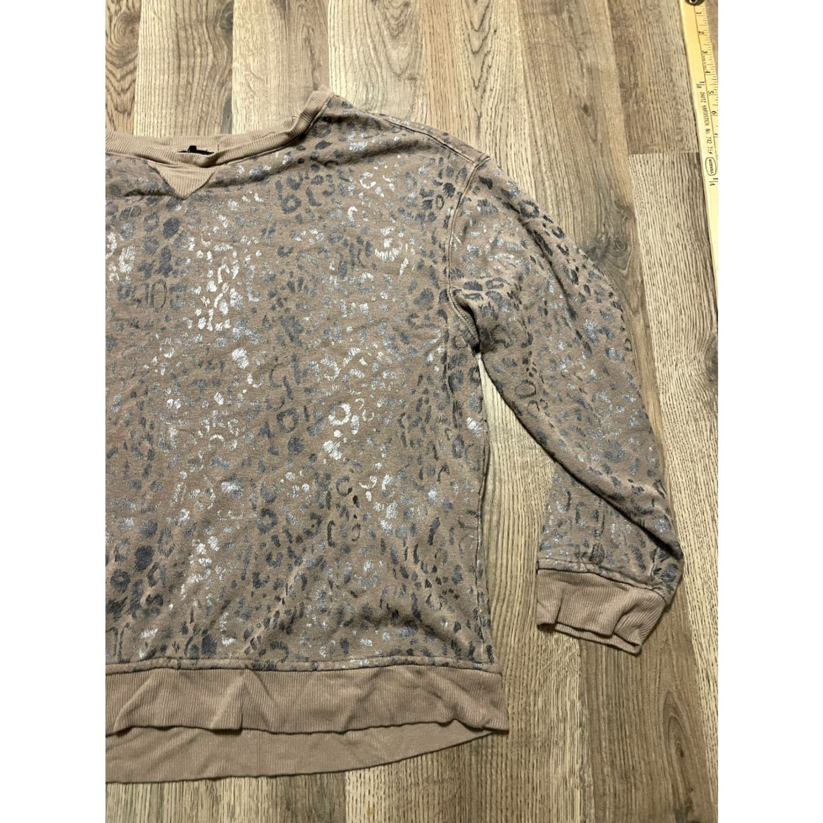 Vintage Jane + Delany Shirt Women XL Brown Cheetah Print Long Sleeve Casual Modern Regular T-Shirt Size XL / US 12-14 / IT 48-50 - 4 Thumbnail
