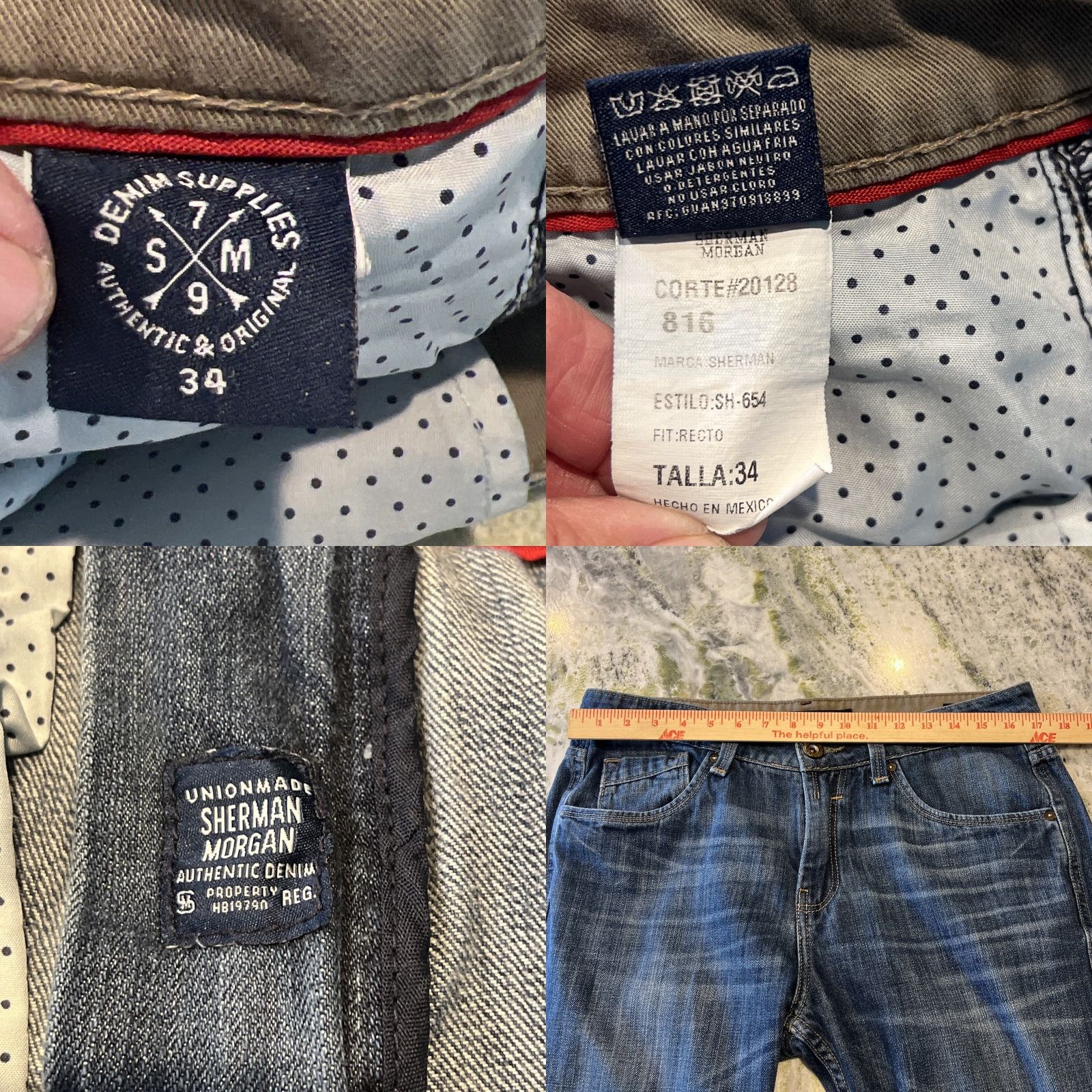 Vintage Sherman Morgan Jeans Men’s 34 Blue 5 Pocket Medium Wash Mexico Denim Regular Straight 34 in Blue Mens Regular Jeans Size US 34 / EU 50 - 8 Thumbnail