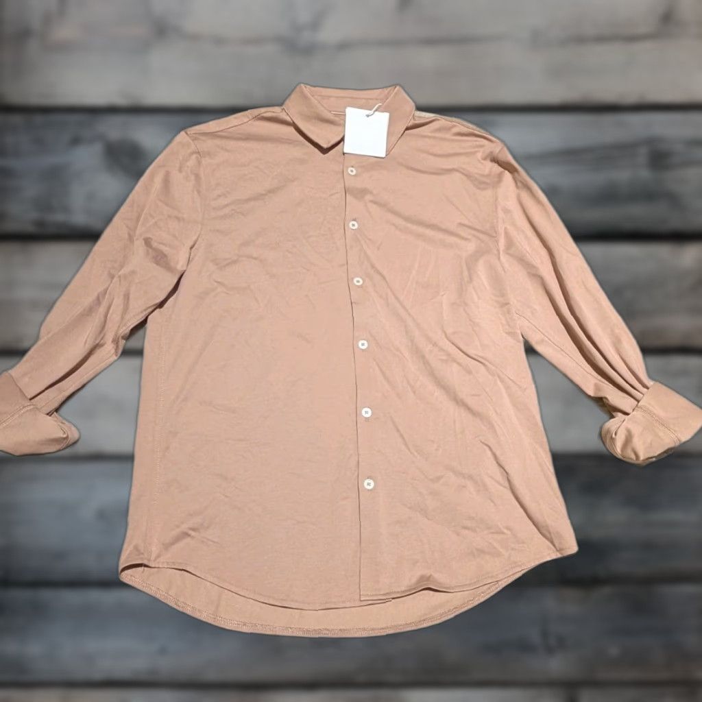 Vintage NWT Hickey Freeman New York Classic Fit Taupe Dress Shirt Small Preppy MSRP 9 Size 36R - 1 Thumbnail