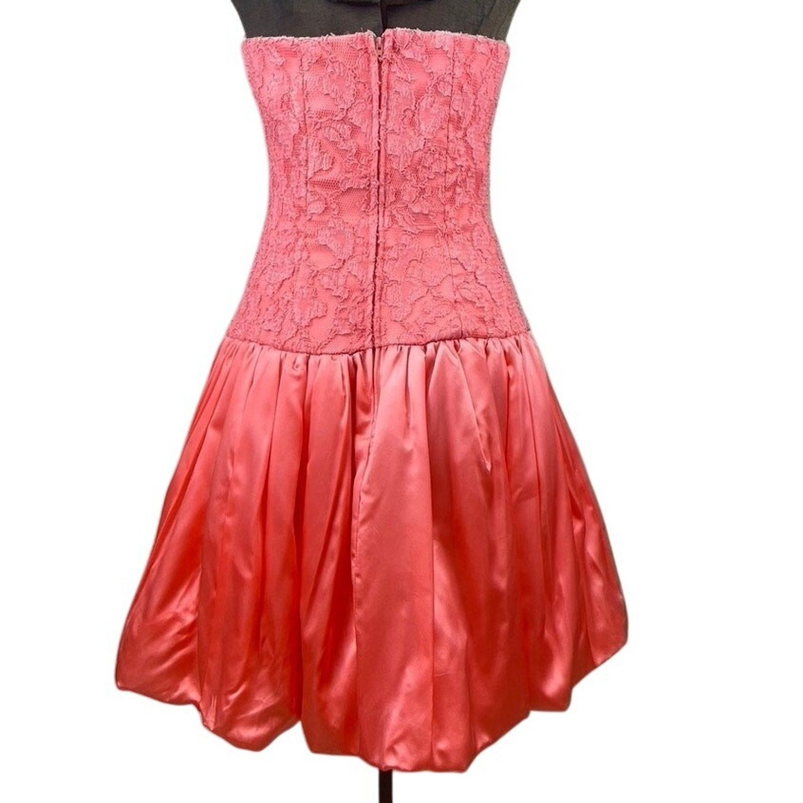 Vintage 80s SCARLETT NITE Womens Dress (8) Pink Lace Satin Mini Size M / US 6-8 / IT 42-44 - 6 Thumbnail