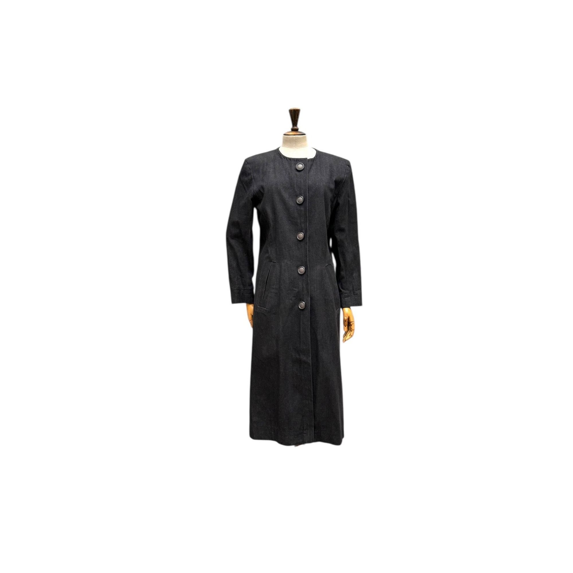 Yves Saint Laurent 1980s Grey Cotton Elegant Mid-Season Maxi Coat Size L / US 10 / IT 46 - 1 Thumbnail