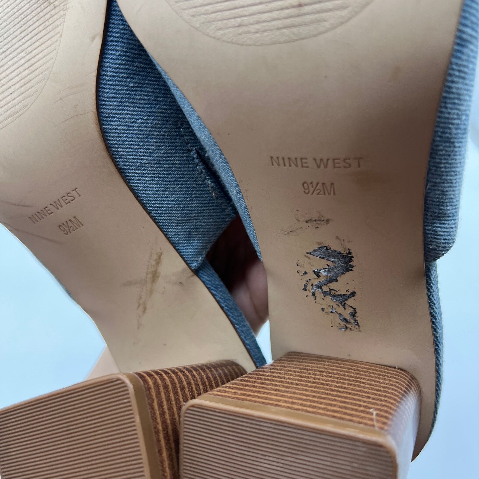 Other Nine West Women's Shoes Wylow Open Toe Size 9.5 Denim Blue Size US 9.5 / IT 39.5 - 11 Thumbnail
