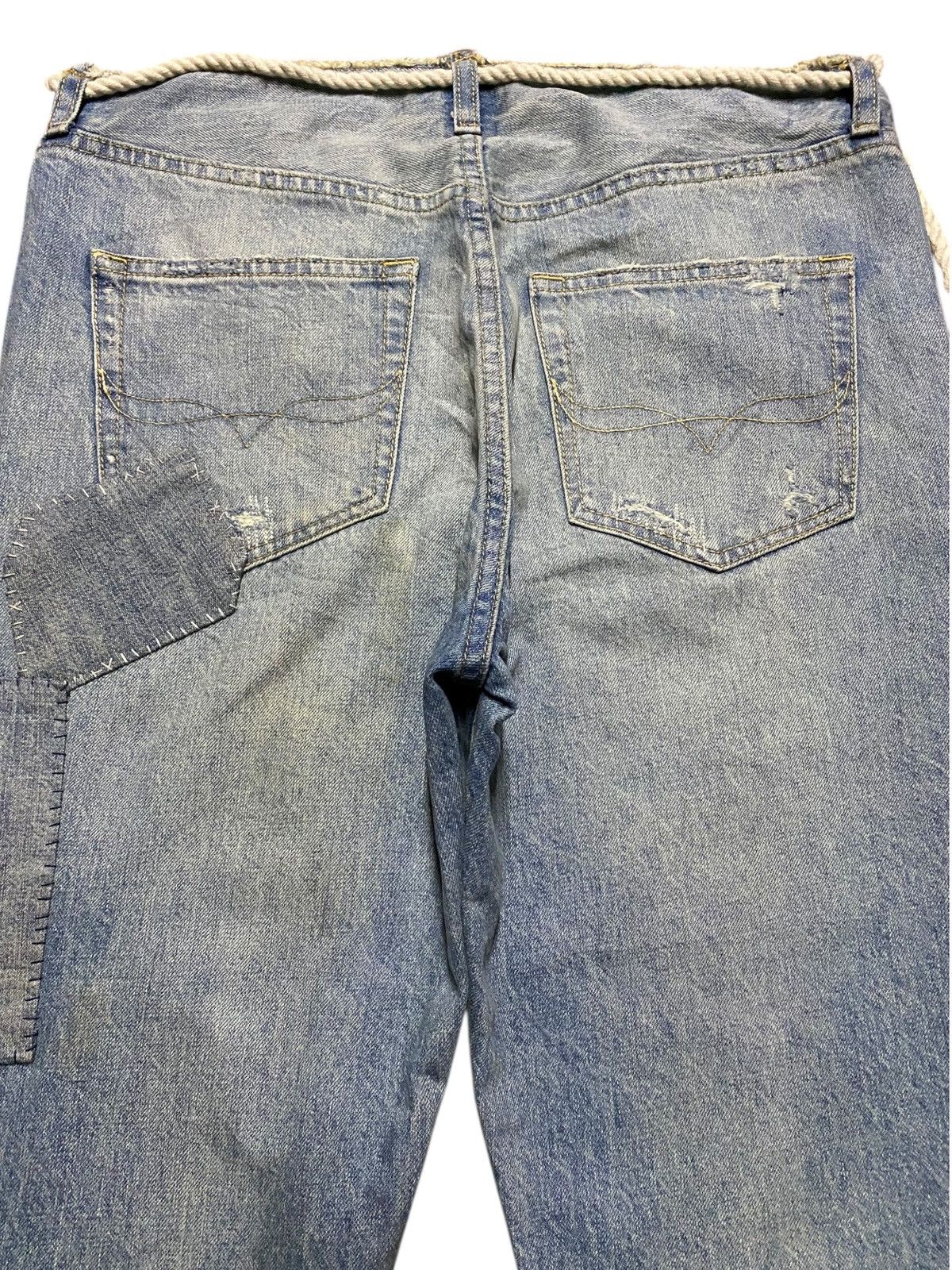 Ralph Lauren Vintage Polo Ralph Laurent Shashiko Boro Lace up Belt Jeans Size US 32 / EU 48 - 4 Thumbnail