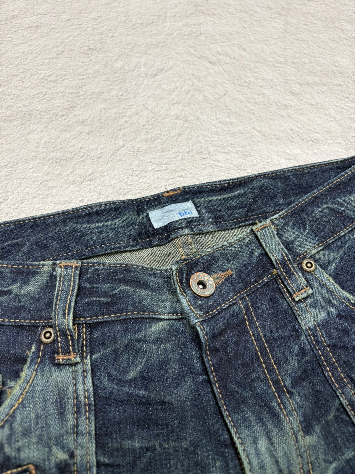 Japanese Brand 00s Japanese Brand Denim Heavy Whiskers Worn Look Y2K Size US 30 / EU 46 - 4 Thumbnail