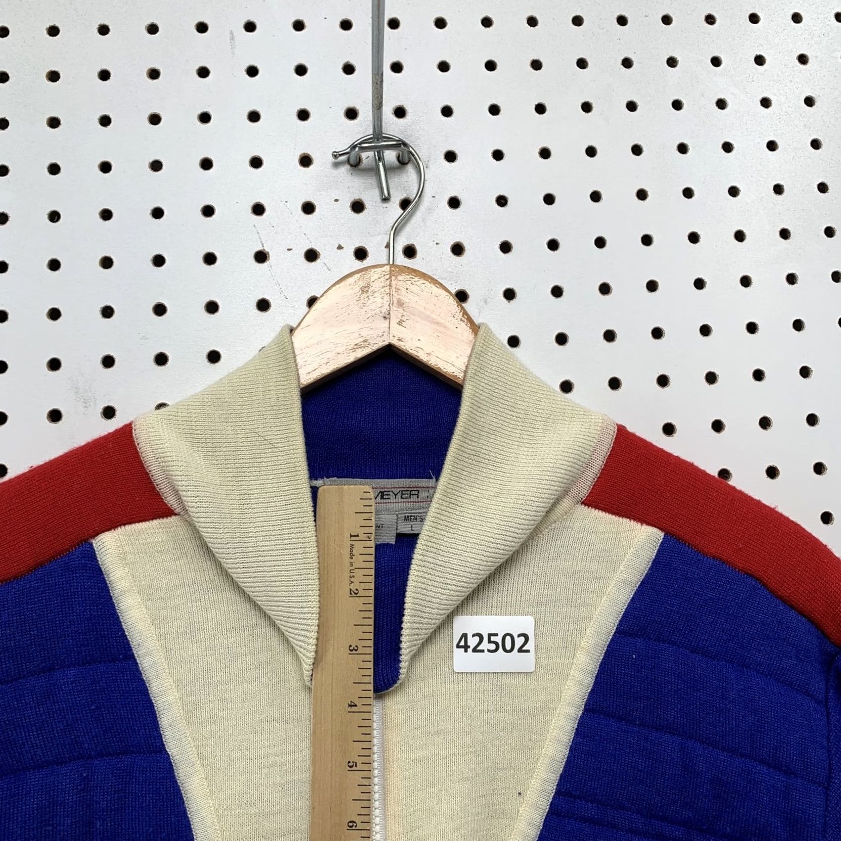 Obermeyer Vintage Obermeyer Sweater Mens Large Cream Red Blue Wool Blend Knit Pullover Size US L / EU 52-54 / 3 - 5 Thumbnail