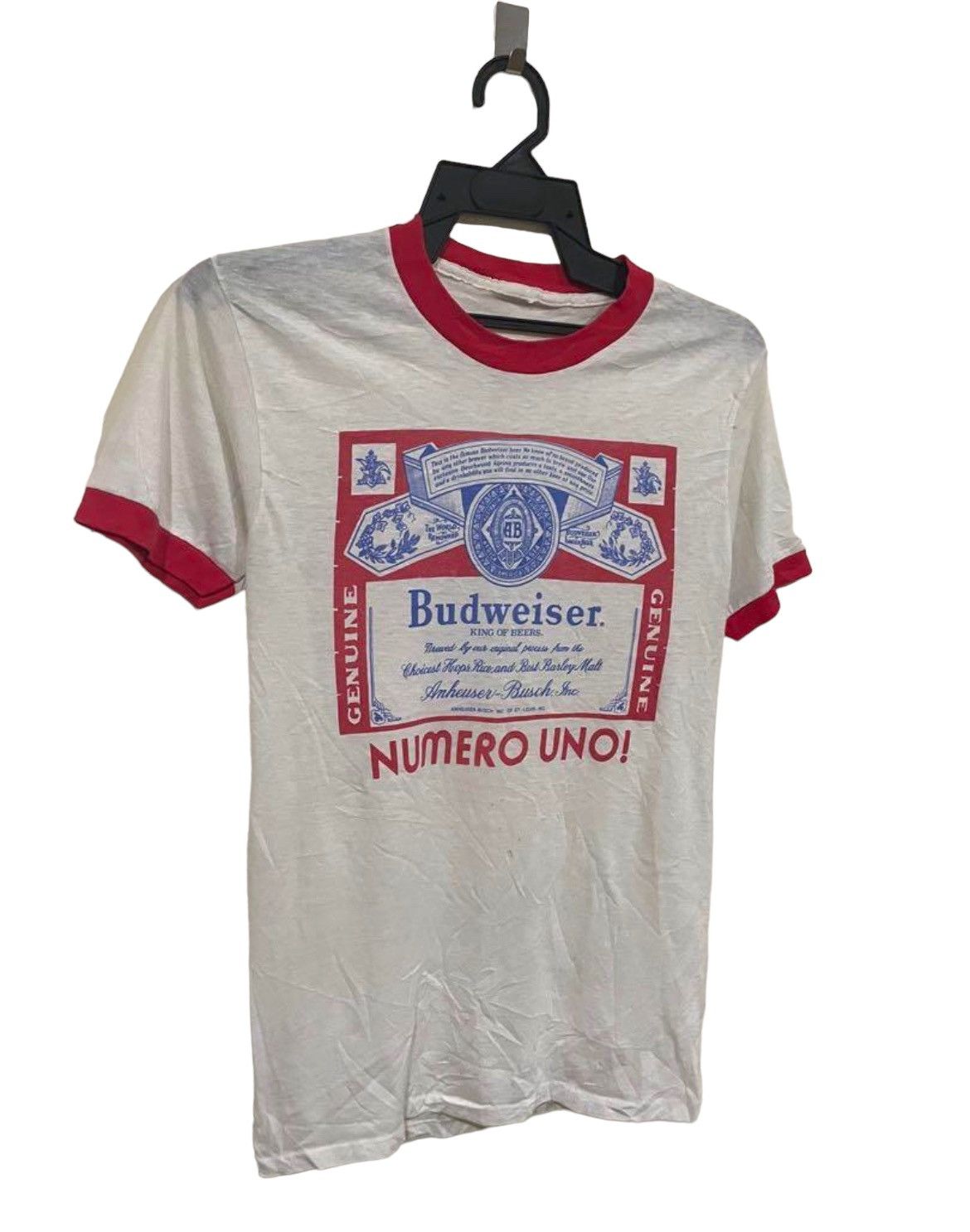 Budweiser Budweiser 70s True Vintage Numero Uno Paper Thin Ringer Tee Size US XS / EU 42 / 0 - 2 Thumbnail