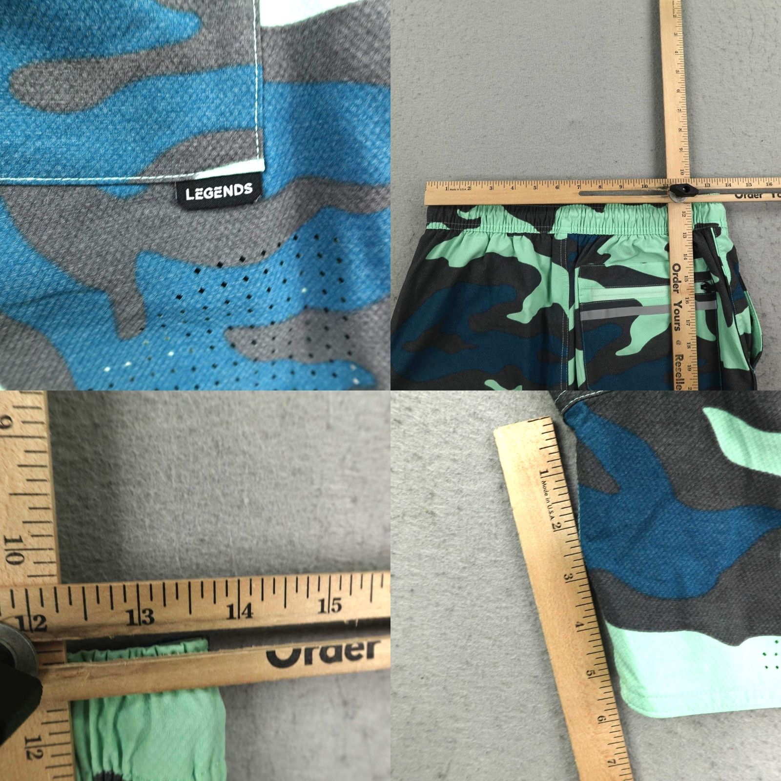Vintage Legends Shorts Mens S Green Camo Lined 5" Performance Running Gym Athletic Size US 29 - 8 Thumbnail