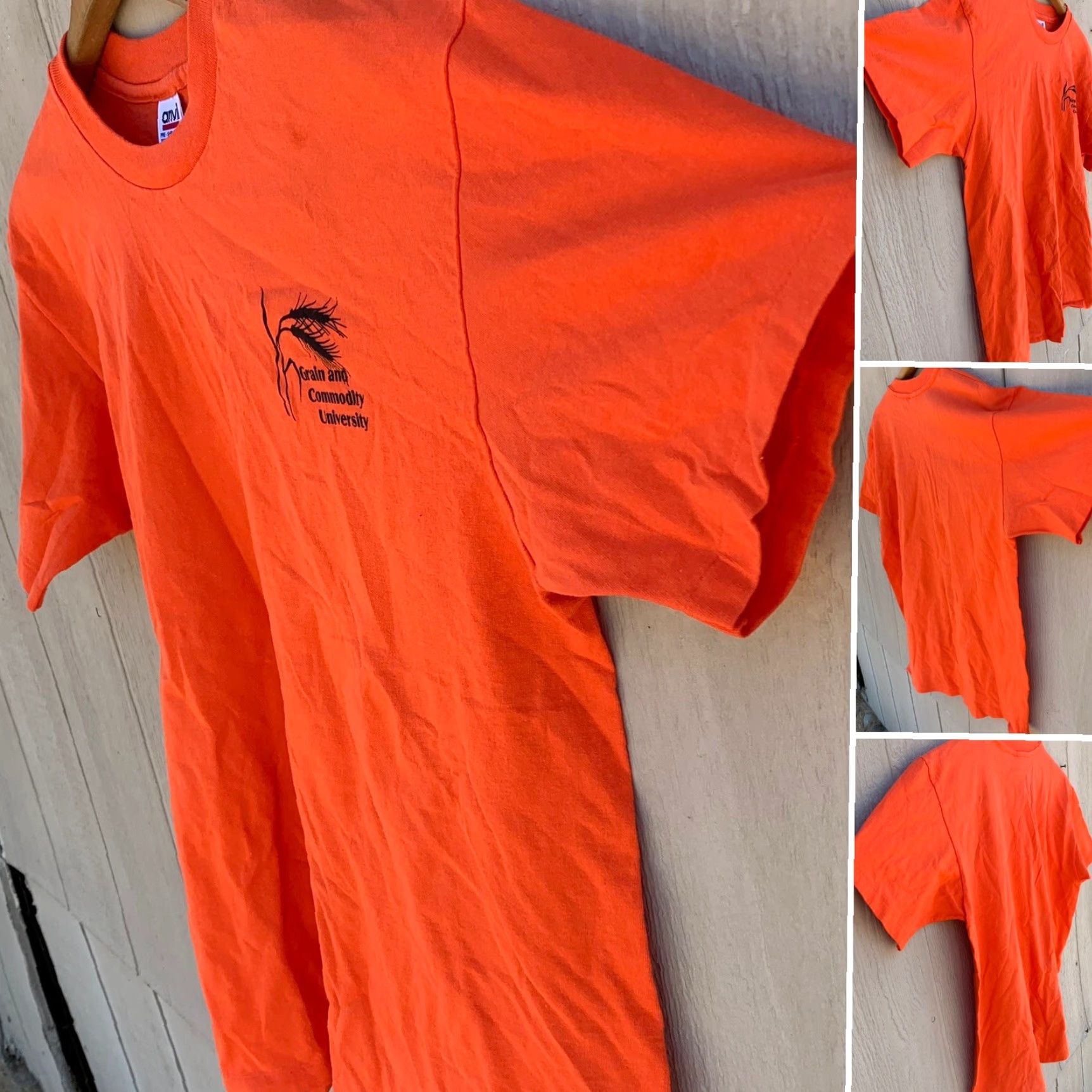 Anvil VINTAGE Grain and Commodity University T-Shirt Short Sleeve Crew Neck XL Orange Anvil Cotton Jersey Graphic Print Mens Size US XL / EU 56 / 4 - 5 Thumbnail
