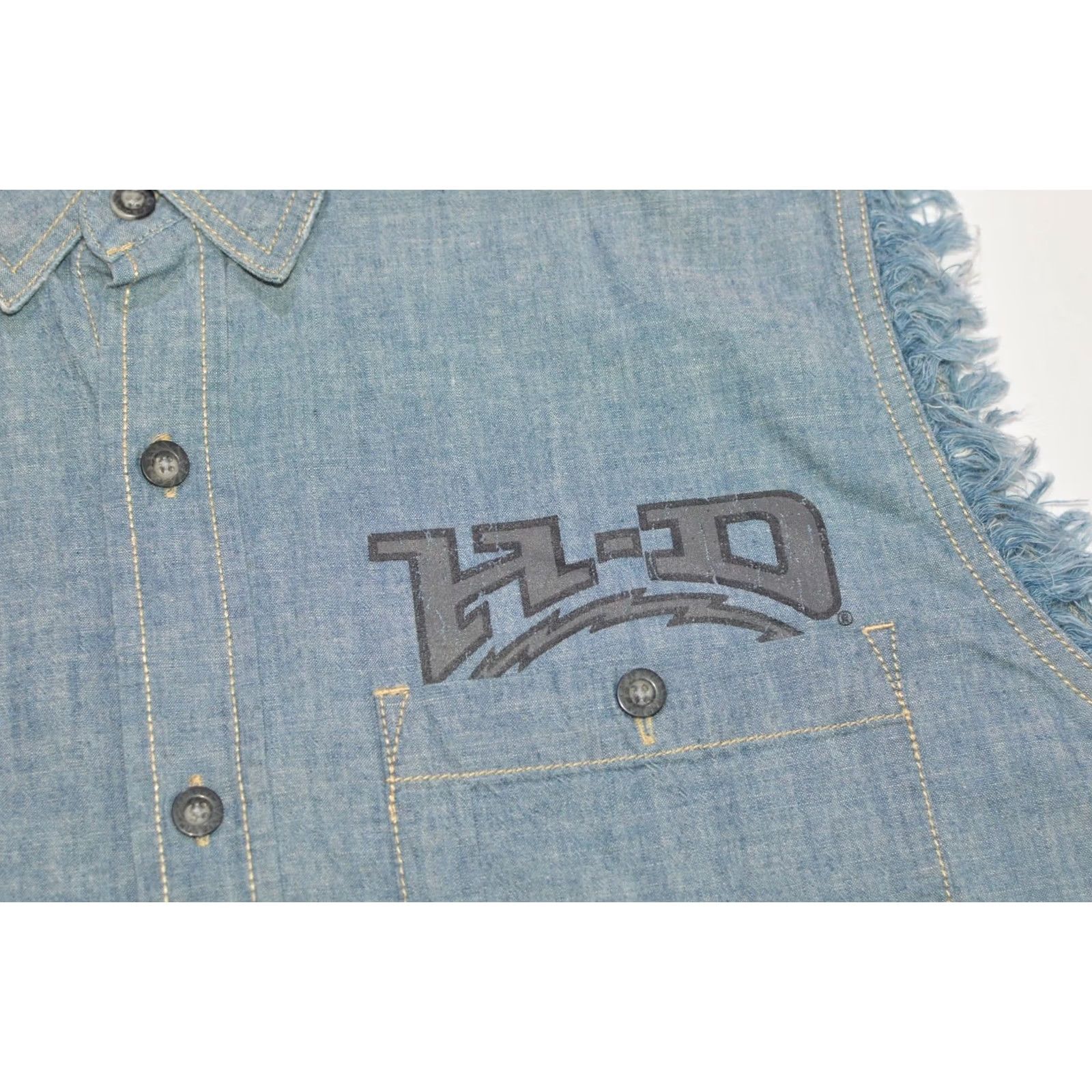 Harley Davidson Harley-Davidson Big Back Logo Chest Pocket Denim Vest Gilet L Mens Blue Cotton 100% Denim Pocket Vest Harley-Davidson Shirt? Size US L / EU 52-54 / 3 - 3 Thumbnail