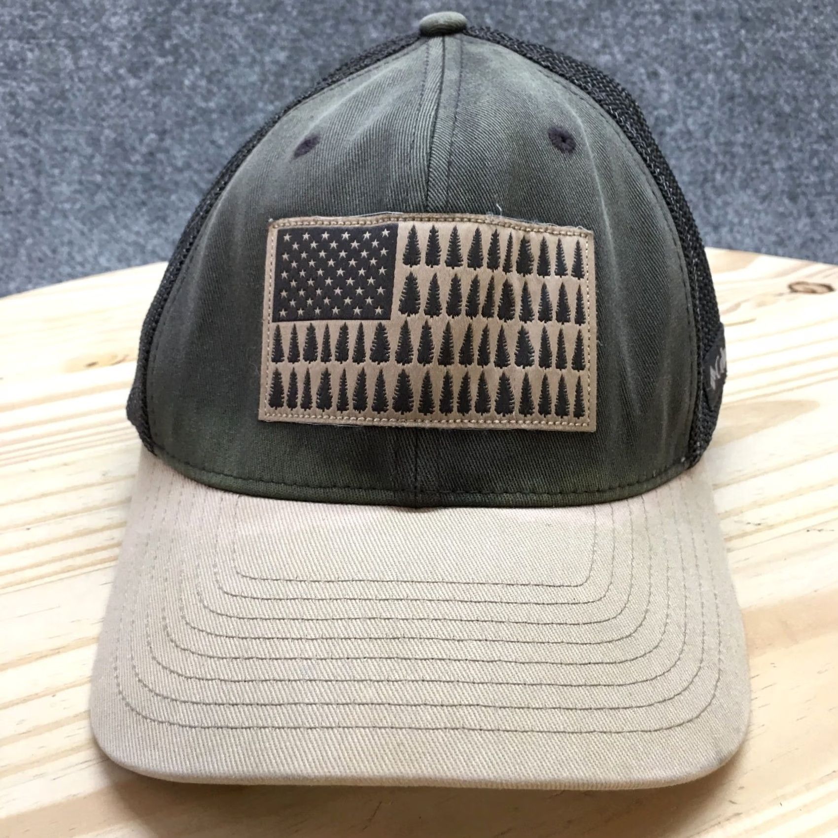Vintage Columbia Tree Flag Flexfit Trucker Hat Men Gray OS Curved Brim Embroidered Logo Size ONE SIZE - 2 Thumbnail