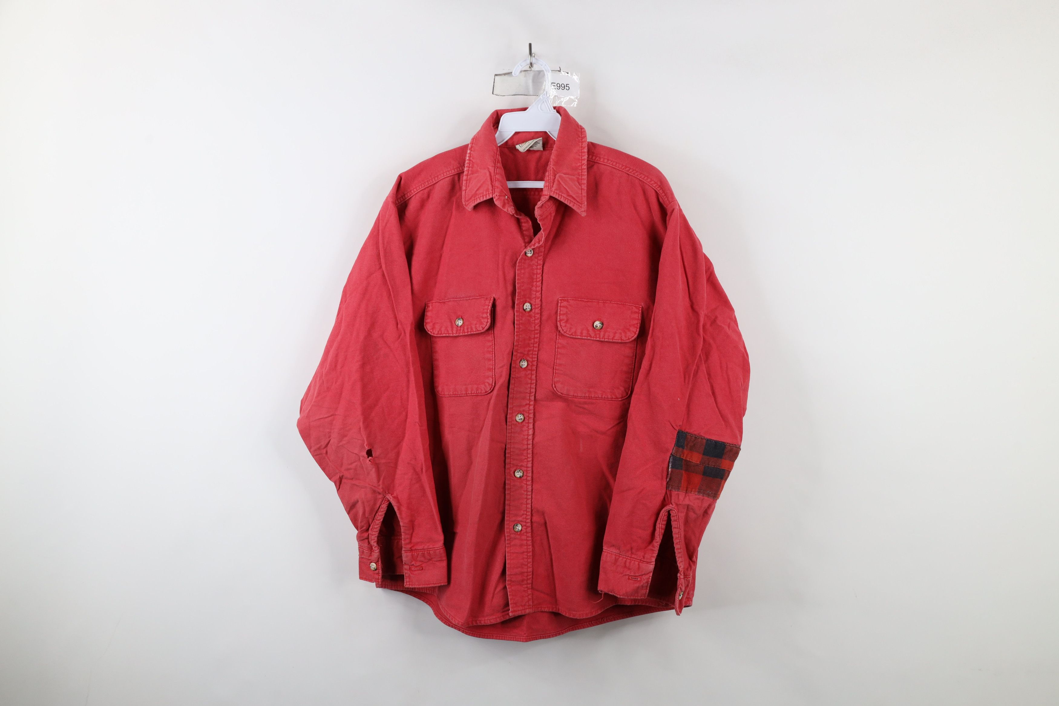 FiveBrother × Vintage Vintage 90s Five Brother Chamois Cloth Button Shirt Red USA Size US L / EU 52-54 / 3 - 1 Thumbnail