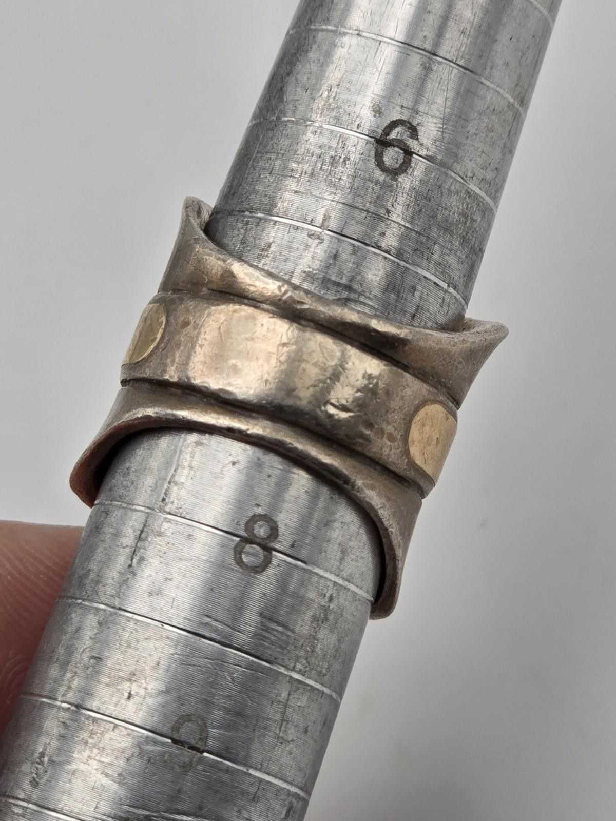 The Unbranded Brand Vintage Israel Sterling Silver 925 10k Gold Modernist Ring 7 Size ONE SIZE - 7 Thumbnail