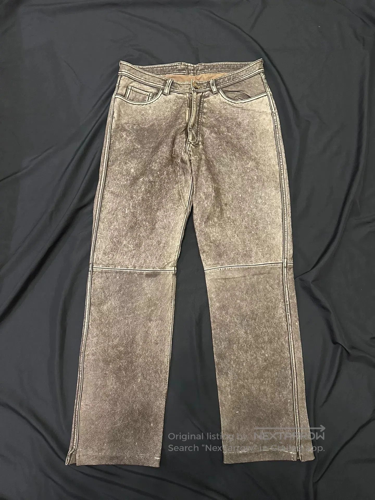 Vintage vintage japanese leather pants with unique finish. Size US 34 / EU 50 - 1 Thumbnail