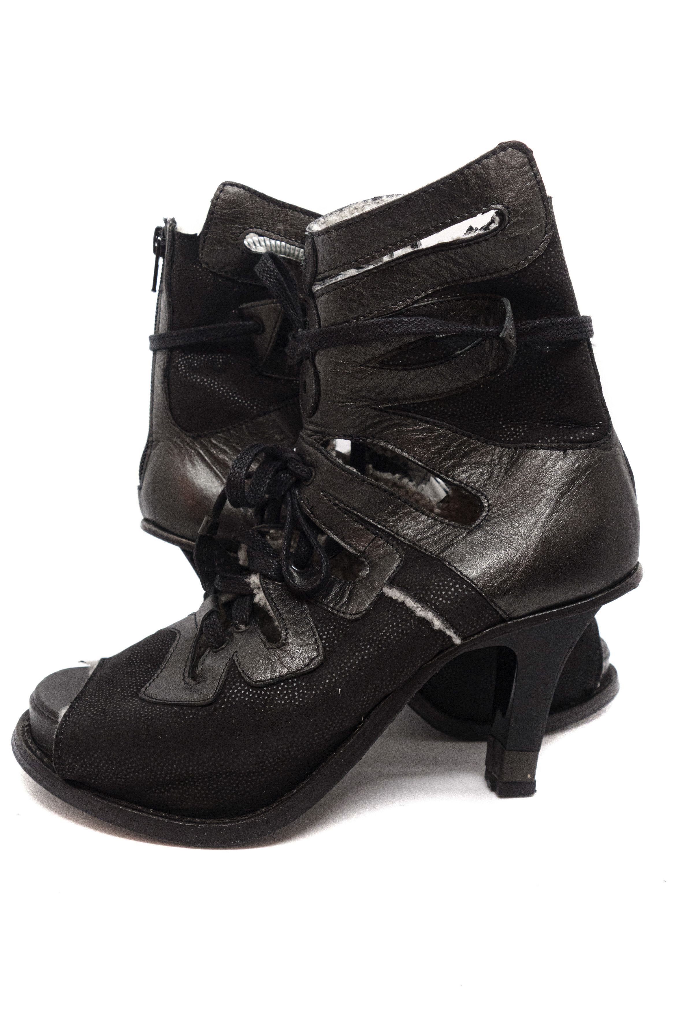 Marithe + Francois Girbaud 00S Gladiator Healed Leather Boots Vintage Size US 6.5 / IT 36.5 - 2 Thumbnail