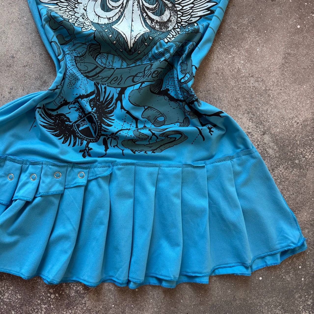 20471120 Amazing Y2K Vintage Gothic Punk Mini Dress Size M / US 6-8 / IT 42-44 - 5 Thumbnail