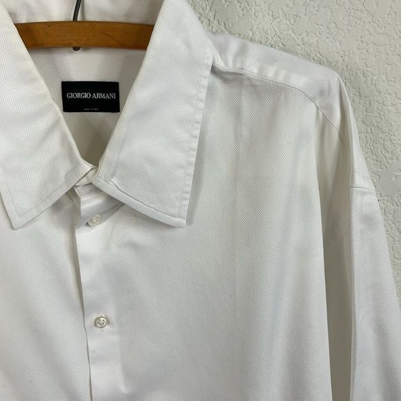 Giorgio Armani Giorgio Armani White Button Down Textured Shirt Size US XXL / EU 58 / 5 - 1 Thumbnail