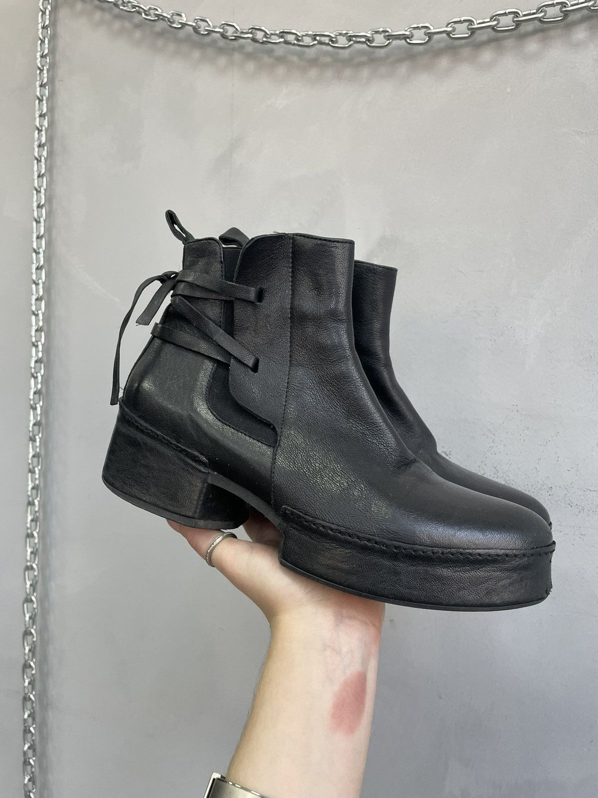 A.S.98 Black Leather Boots rick owens style avant garde y2k Style Size US 8 / IT 38 - 1 Thumbnail