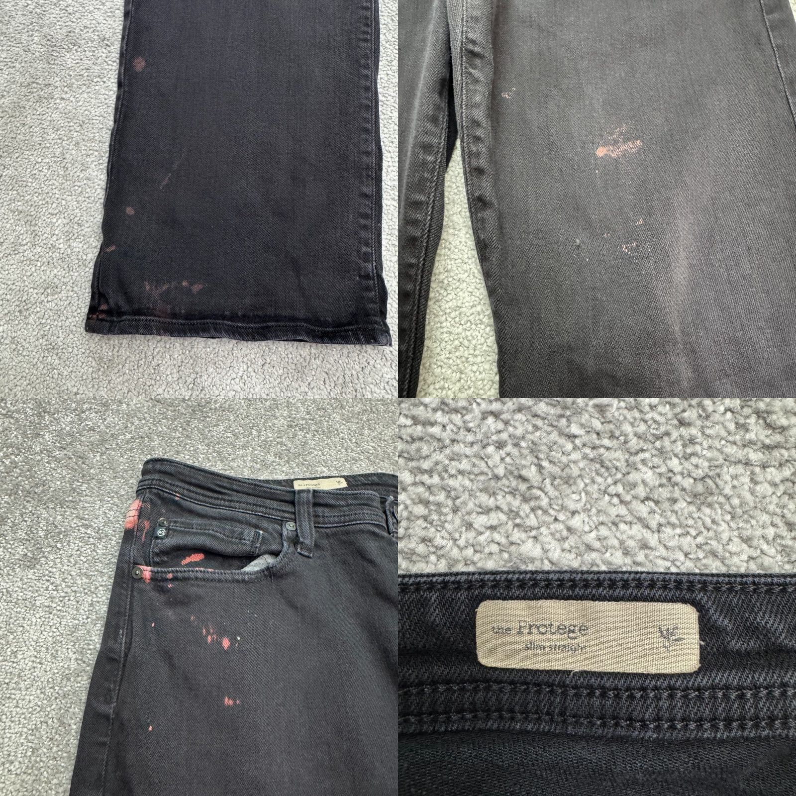 Denime AG Adriano Goldschmied Slim Straight Jeans Mens 36x32 Black Denim Casual Streetwear Size US 36 / EU 52 - 8 Thumbnail