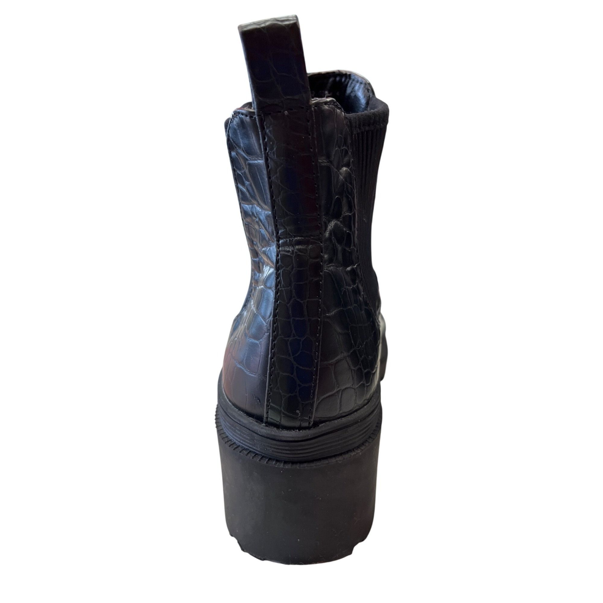 Topshop Topshop Womens Black Croc Embossed Chelsea Boots Sz 7.5 SKU Size US 7.5 / IT 37.5 - 14 Thumbnail