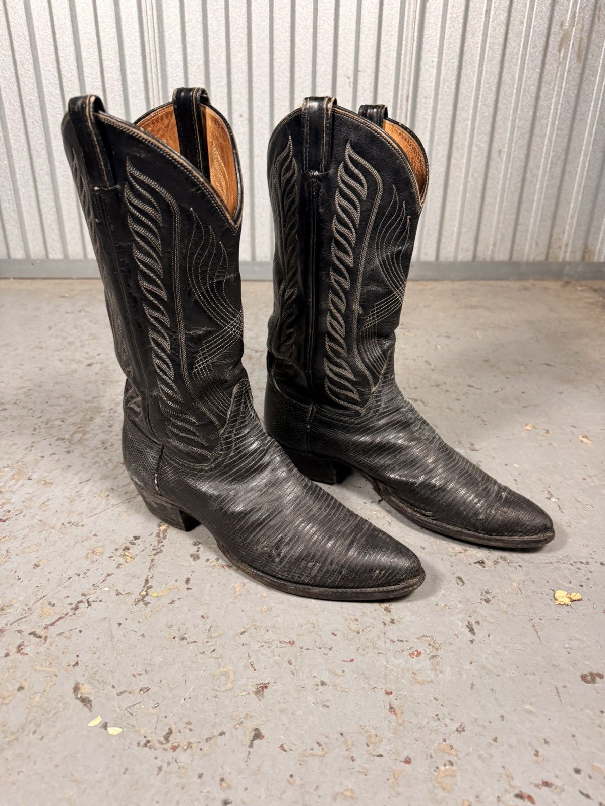 Tony Lama 80s Vintage Tony Lama Black Teju Lizard Skin Cowboy Boots Size US 10 / EU 43 - 8 Thumbnail