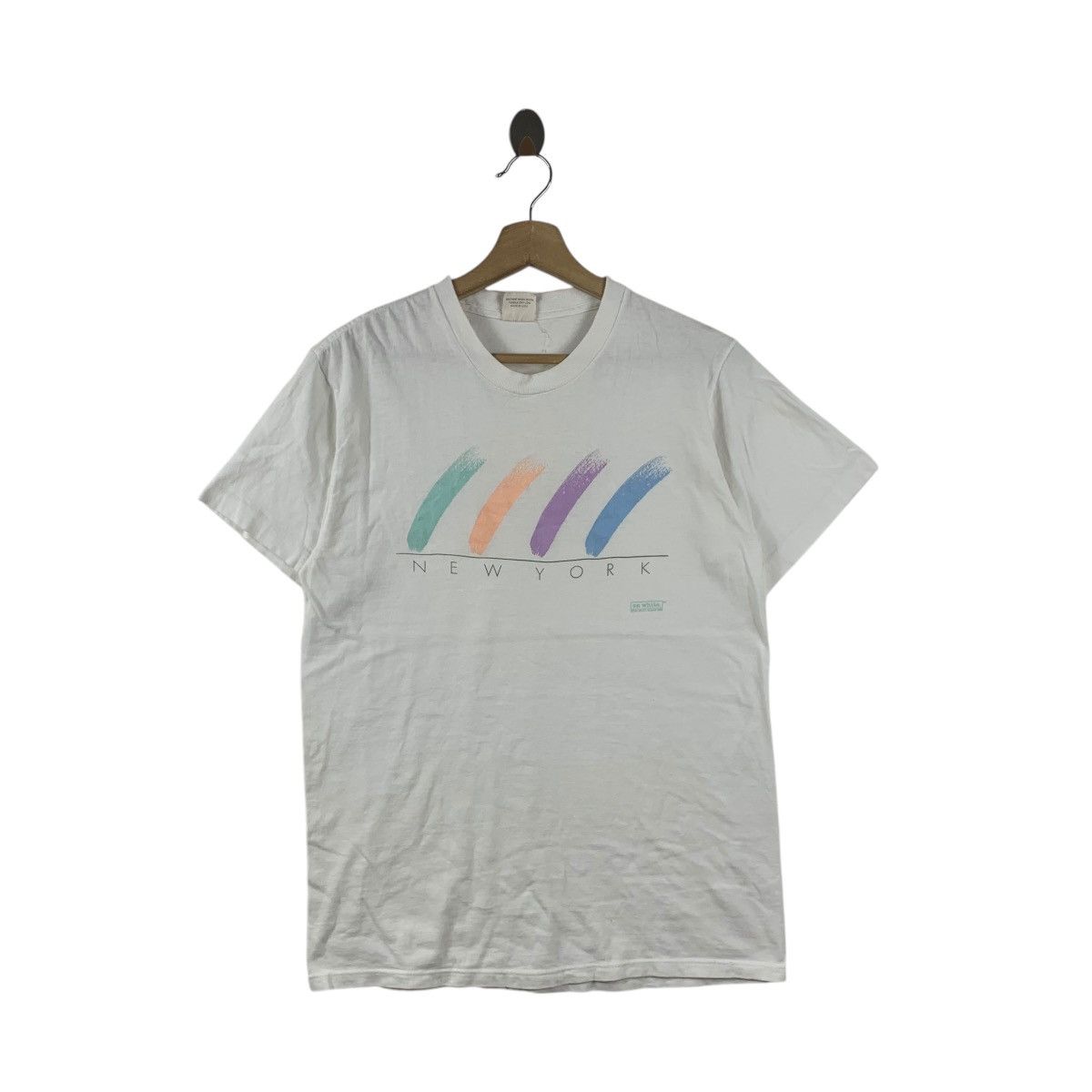Vintage Vintage 1994 ON WHITE NEW YORK Pastel Artwork Tee Shirt Top Size M / US 6-8 / IT 42-44 - 1 Thumbnail