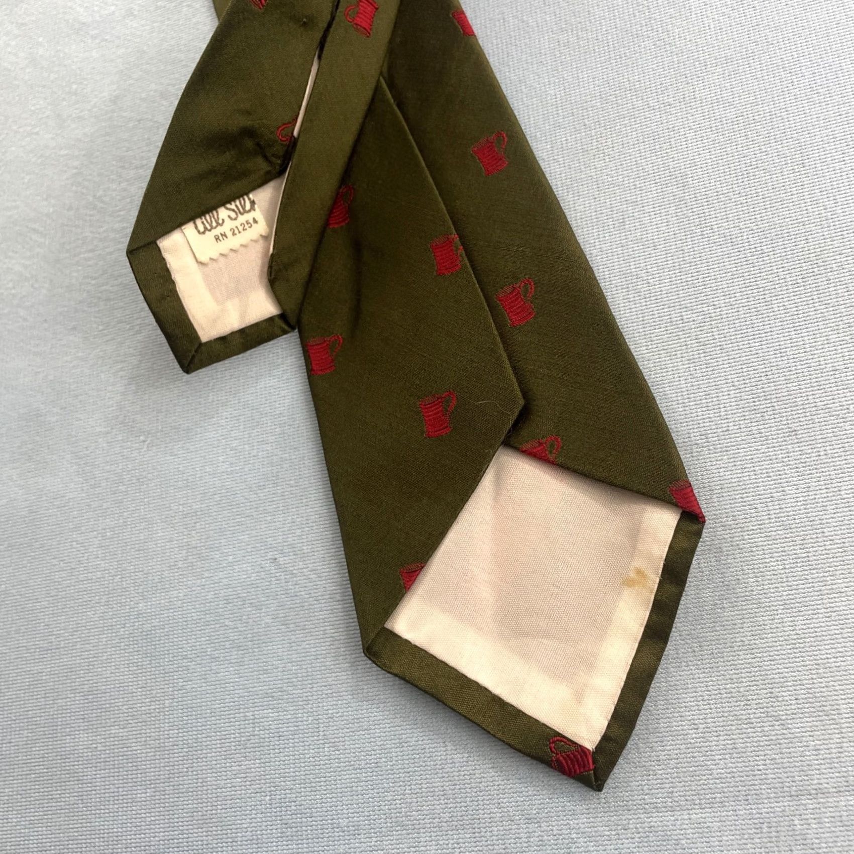 Etro VINTAGE Silk Tie 3x55 Green Red Coffee Mug Pattern Polka Dot Neck Tie Men One Size Adjustable Handmade Silk Vintage Designer Neckwear#> Size ONE SIZE - 6 Thumbnail