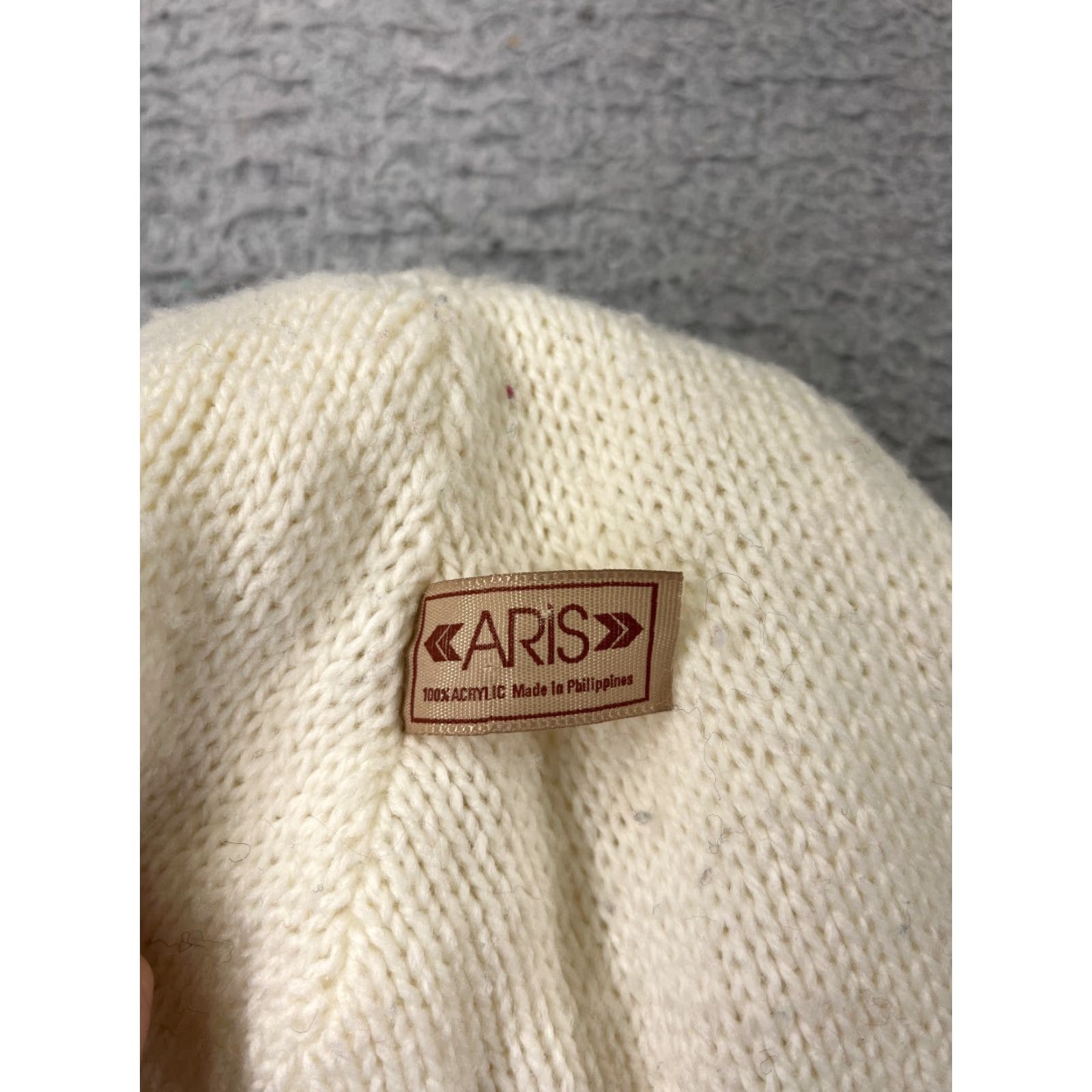 Vintage Aris Beanie Womens One Size White Cable Knit Acrylic Winter Ski Size ONE SIZE - 5 Thumbnail
