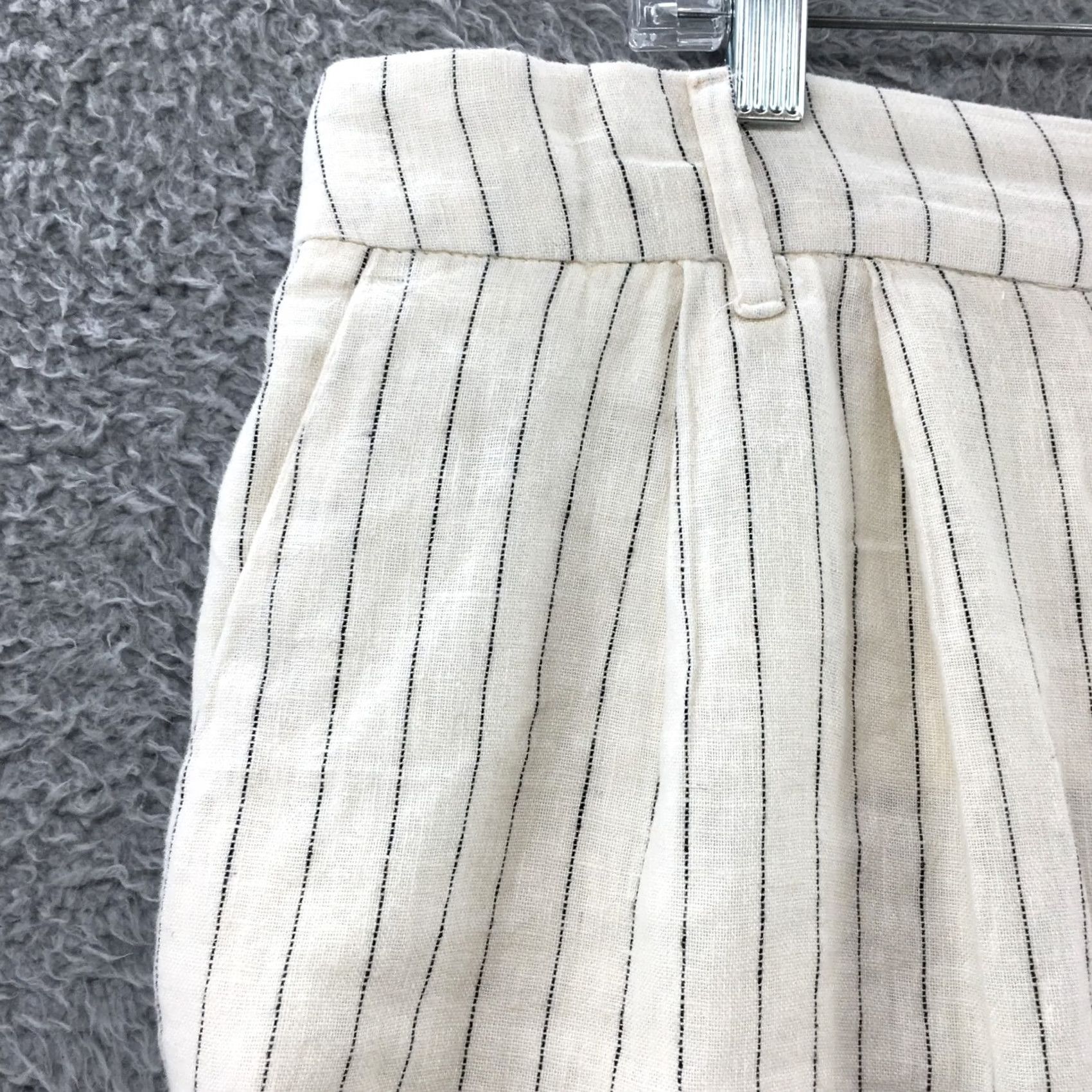 Vintage A New Day Pants Womens 17 Beige Casual Striped Linen Bleend Mid Rise Zip Size 38" / US 16 / IT 52 - 4 Thumbnail