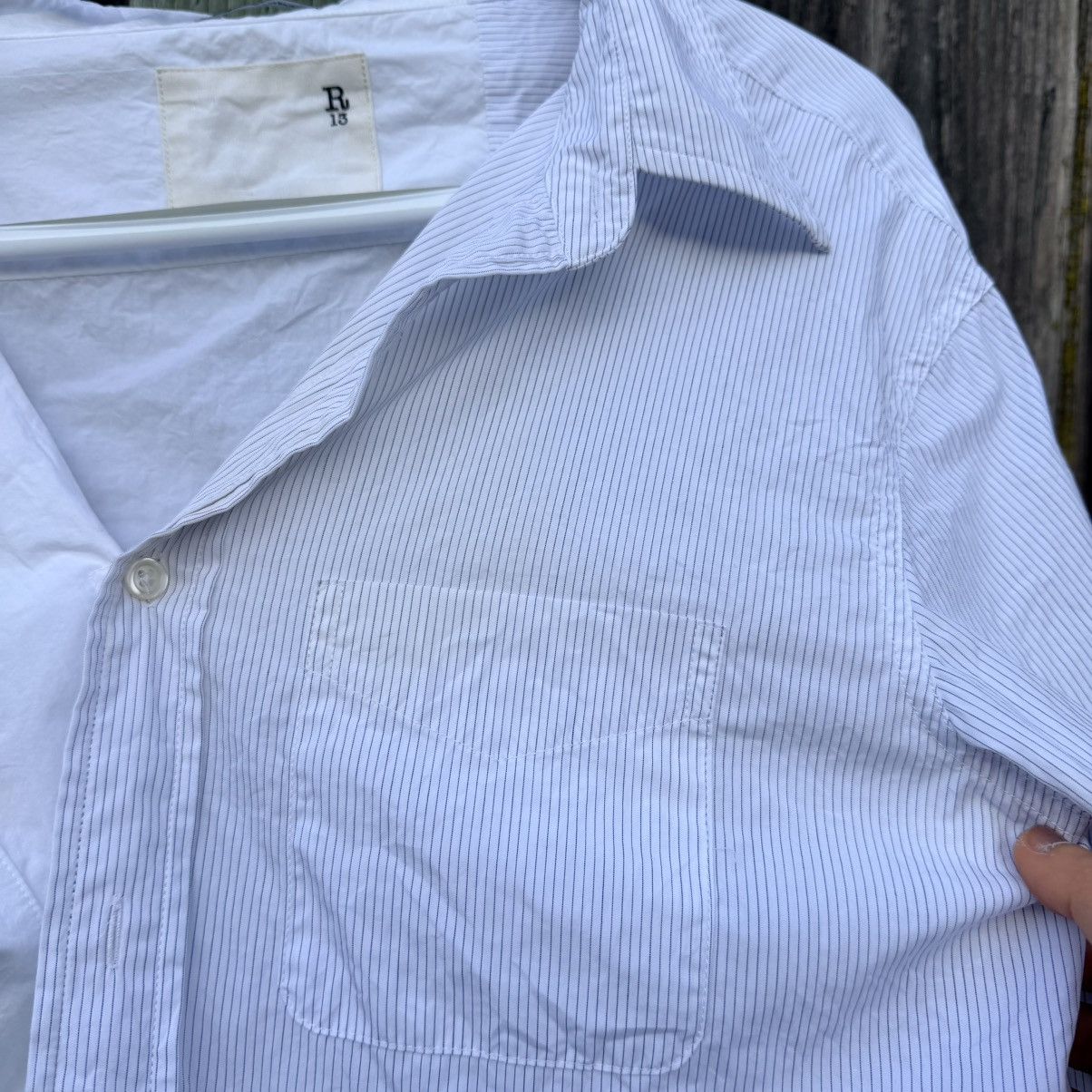R13 R13 Off-Shoulder Deconstructed Pinstripe Shirt Sz S Size S / US 4 / IT 40 - 13 Thumbnail