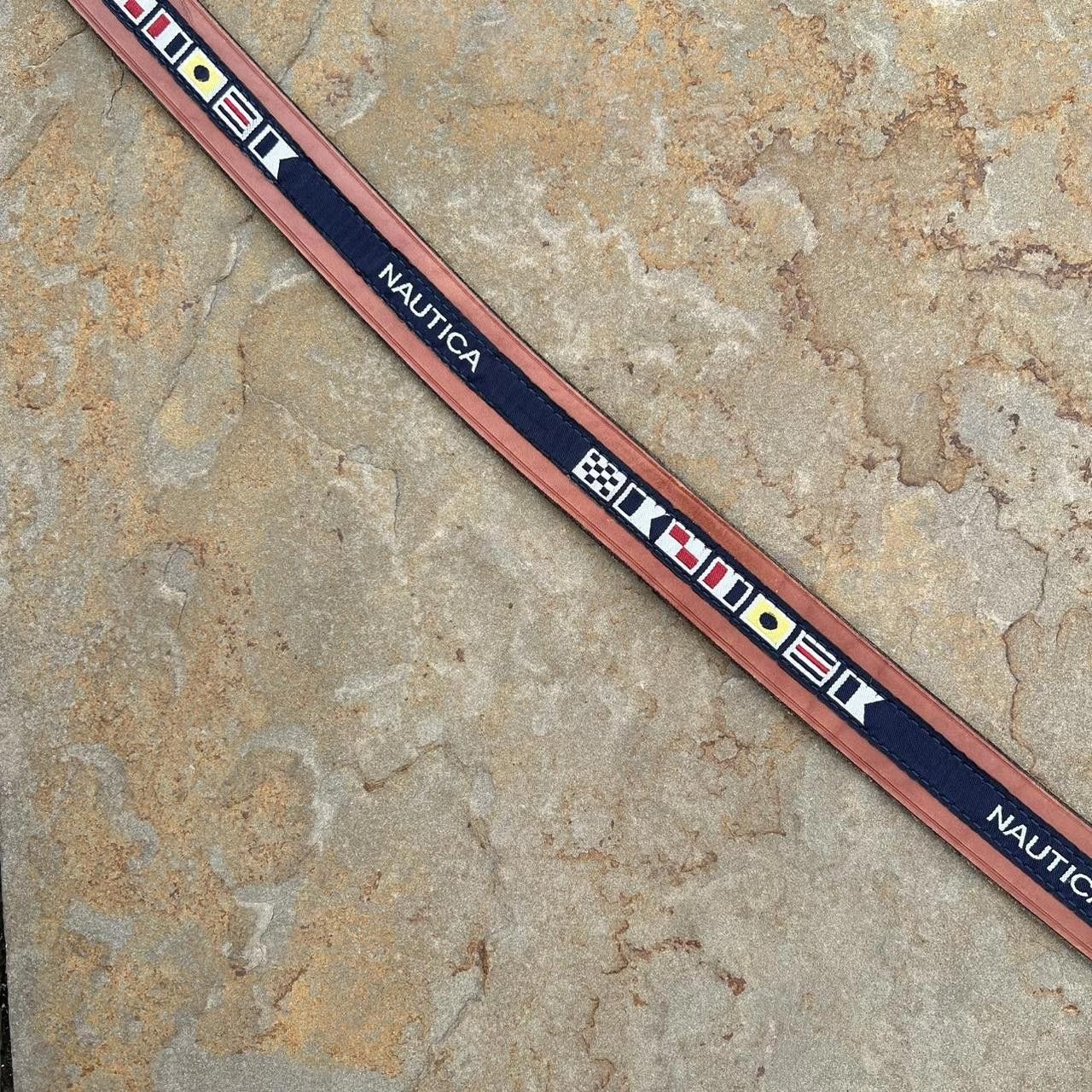 Nautica Y2K Nautica Brown Leather Flag Taping Belt Size ONE SIZE - 5 Thumbnail
