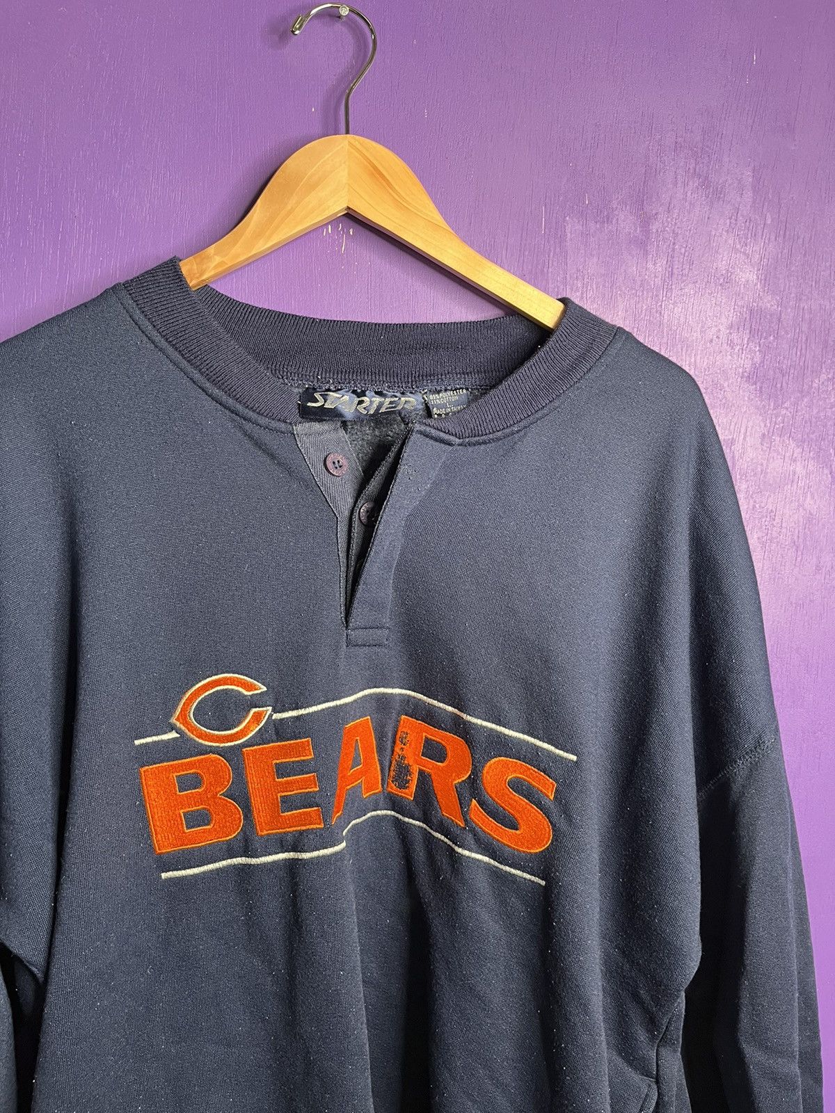 NFL × Starter × Vintage Vintage 90s Starter Chicago bears button sweatshirt Size US L / EU 52-54 / 3 - 3 Thumbnail