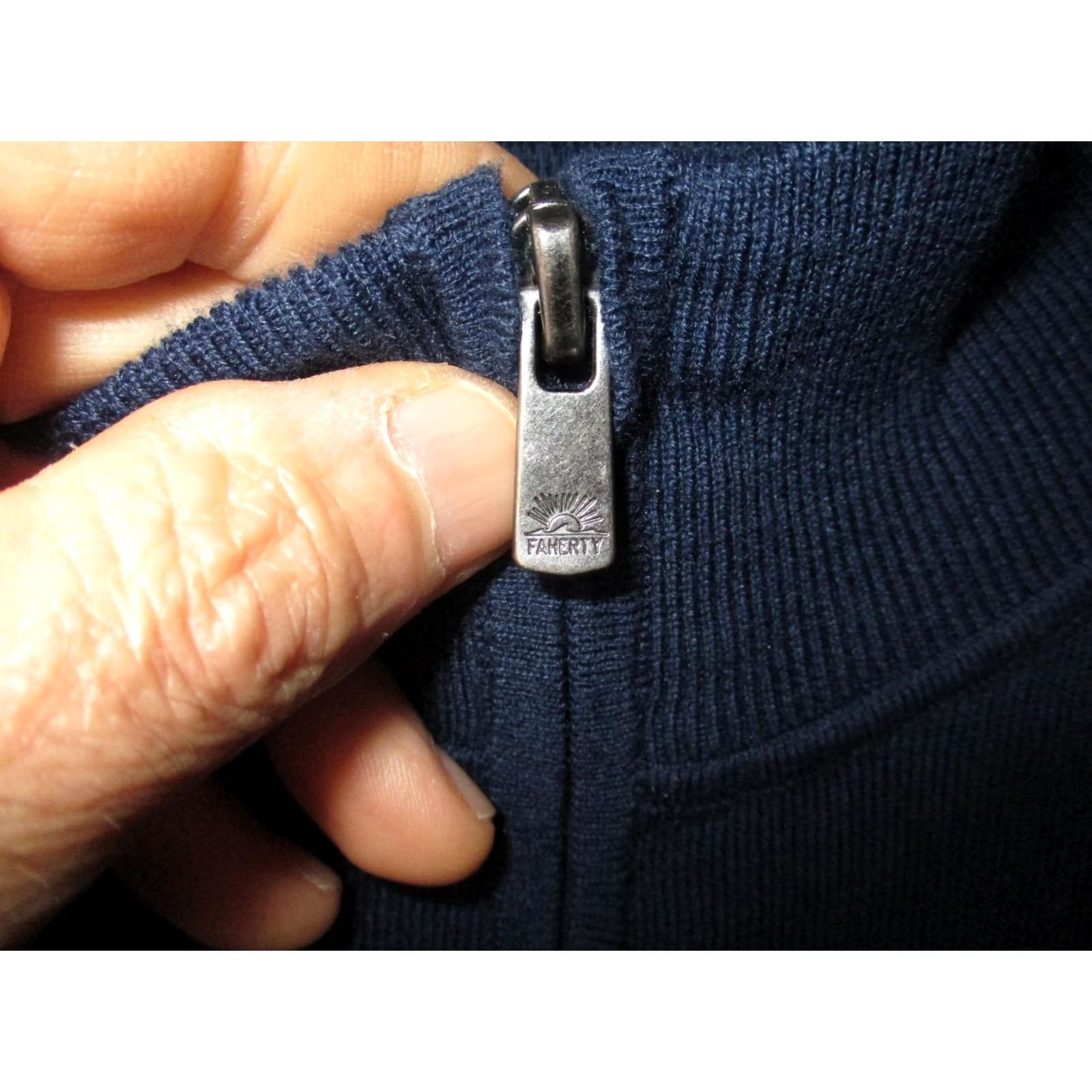 Faherty Faherty Mens Sweater L Blue 1/4 Zip Mock Neck Knit Pullover Coolmax Moisture Wicking Size US L / EU 52-54 / 3 - 3 Thumbnail