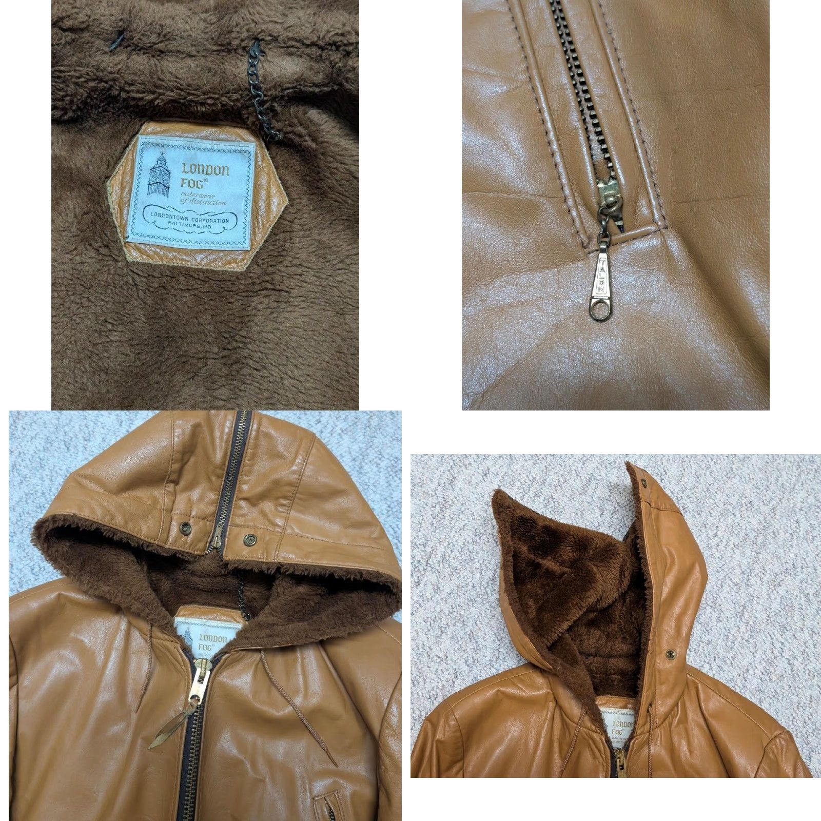London Fog VINTAGE London Fog COAT Parka Leather Cowhide 42R M Browns Mens Size US M / EU 48-50 / 2 - 10 Thumbnail