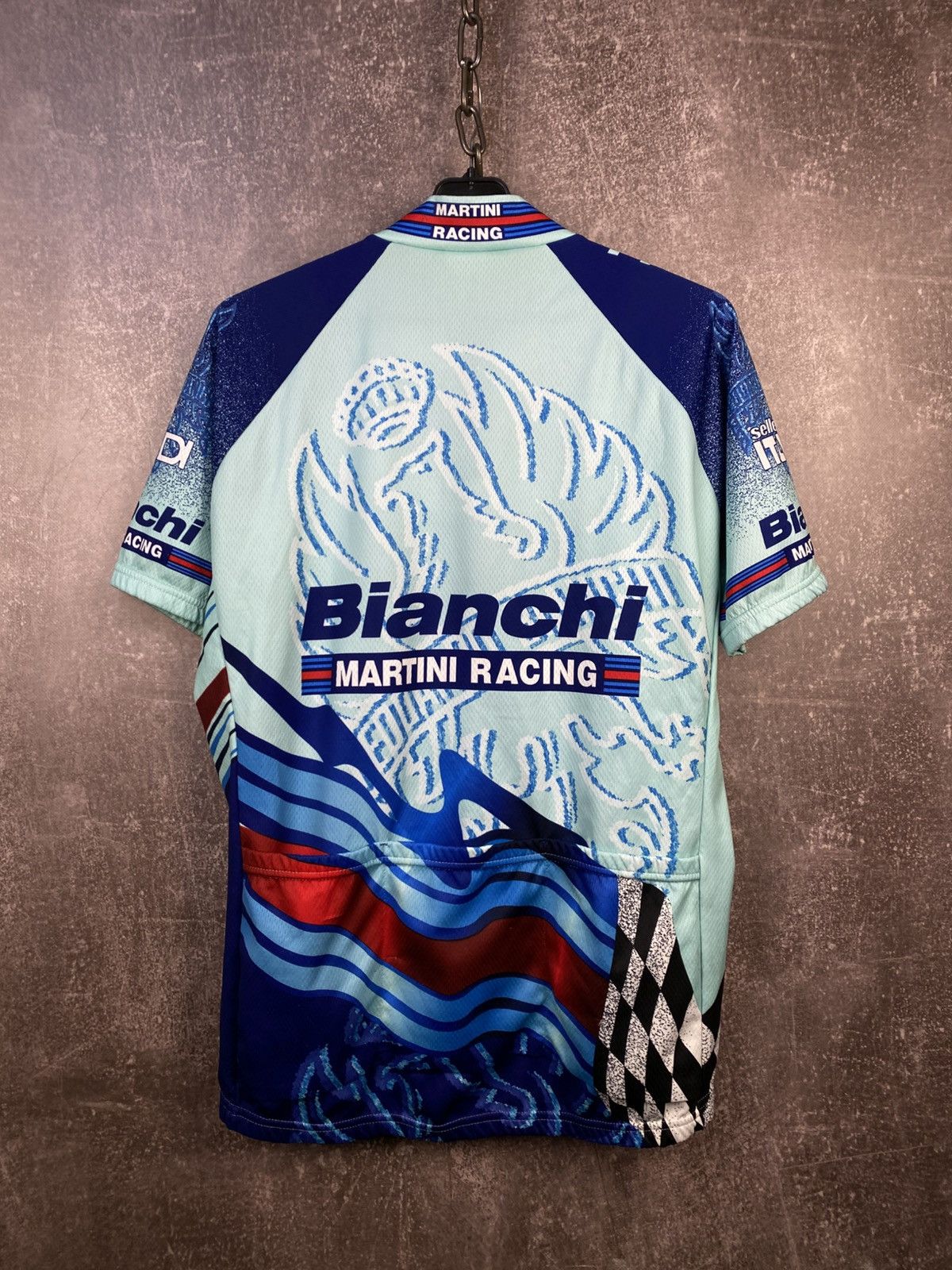 Vintage Mens SMS Santini Bianchi Shimano Cycling Jersey Shirt Zip Size US XXL / EU 58 / 5 - 2 Thumbnail