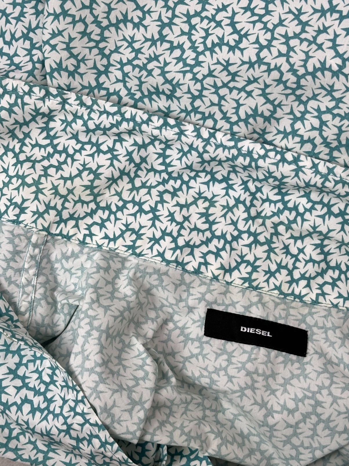 Diesel Diesel Printed Logo Button-up Short Sleeve Cotton Shirt Size US XL / EU 56 / 4 - 11 Thumbnail
