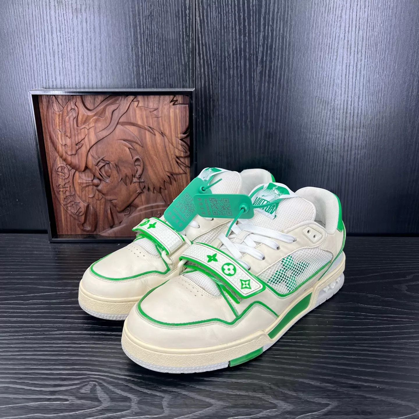 Louis Vuitton LV Trainer White Green Velcro 7/41 Original Box Size US 8 / EU 41 - 1 Thumbnail