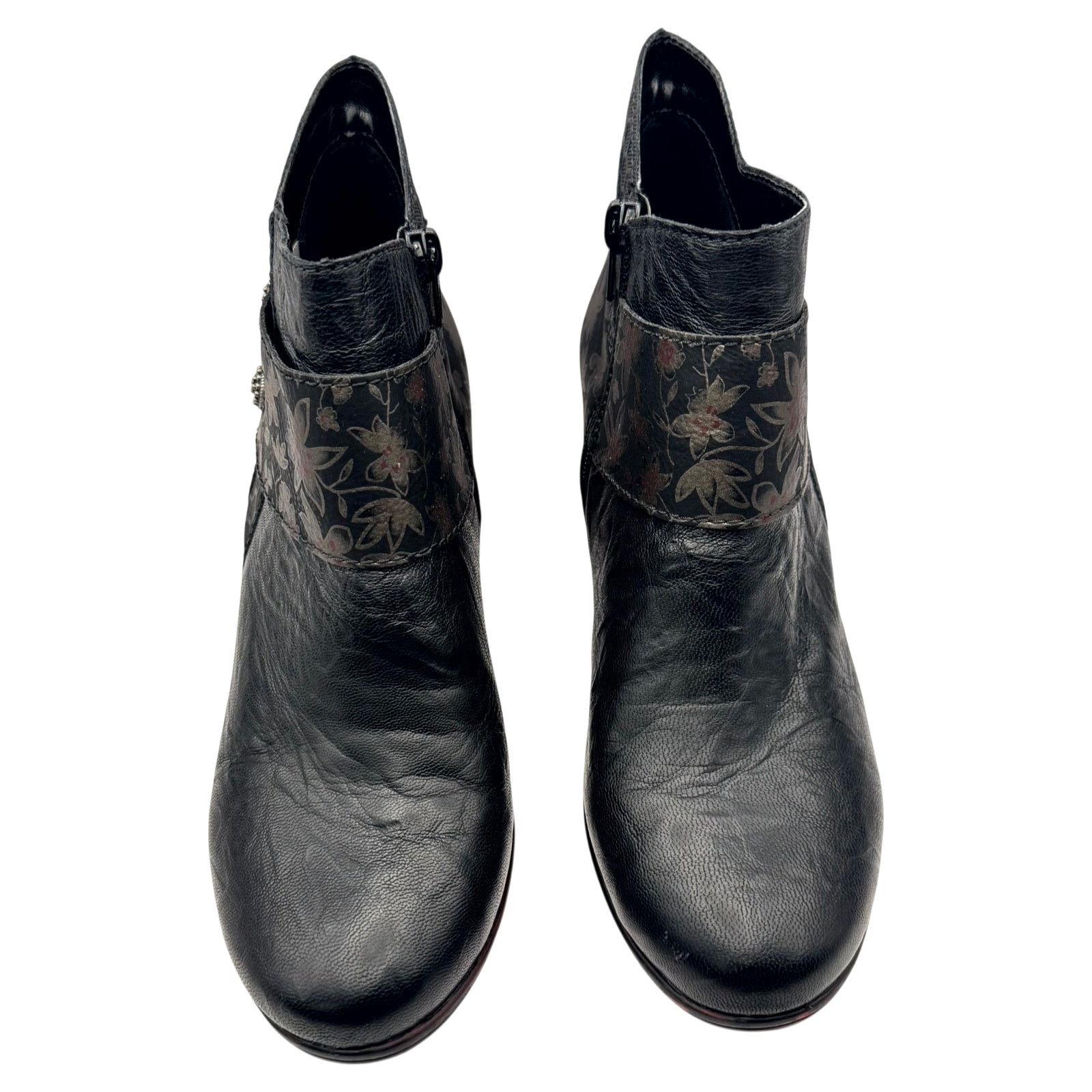 Other Remonte Black Floral Ankle Boot 39 8.5 Boho Artsy Comfort Size US 8.5 / IT 38.5 - 3 Thumbnail