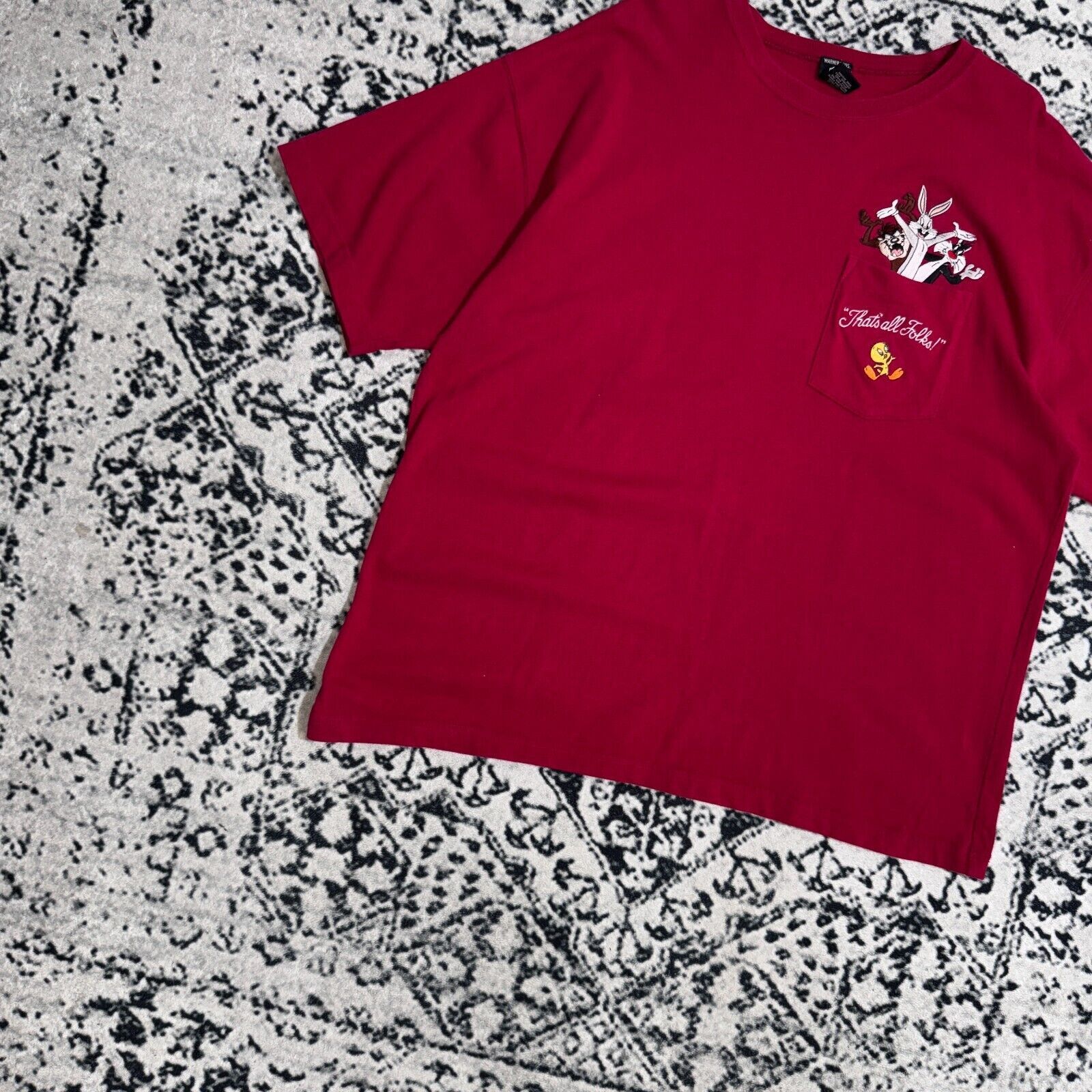 Vintage × Warner Bros Warner Bros Red Cotton T-Shirt Size XL Y2K Looney Tunes 90s Size US XL / EU 56 / 4 - 2 Thumbnail