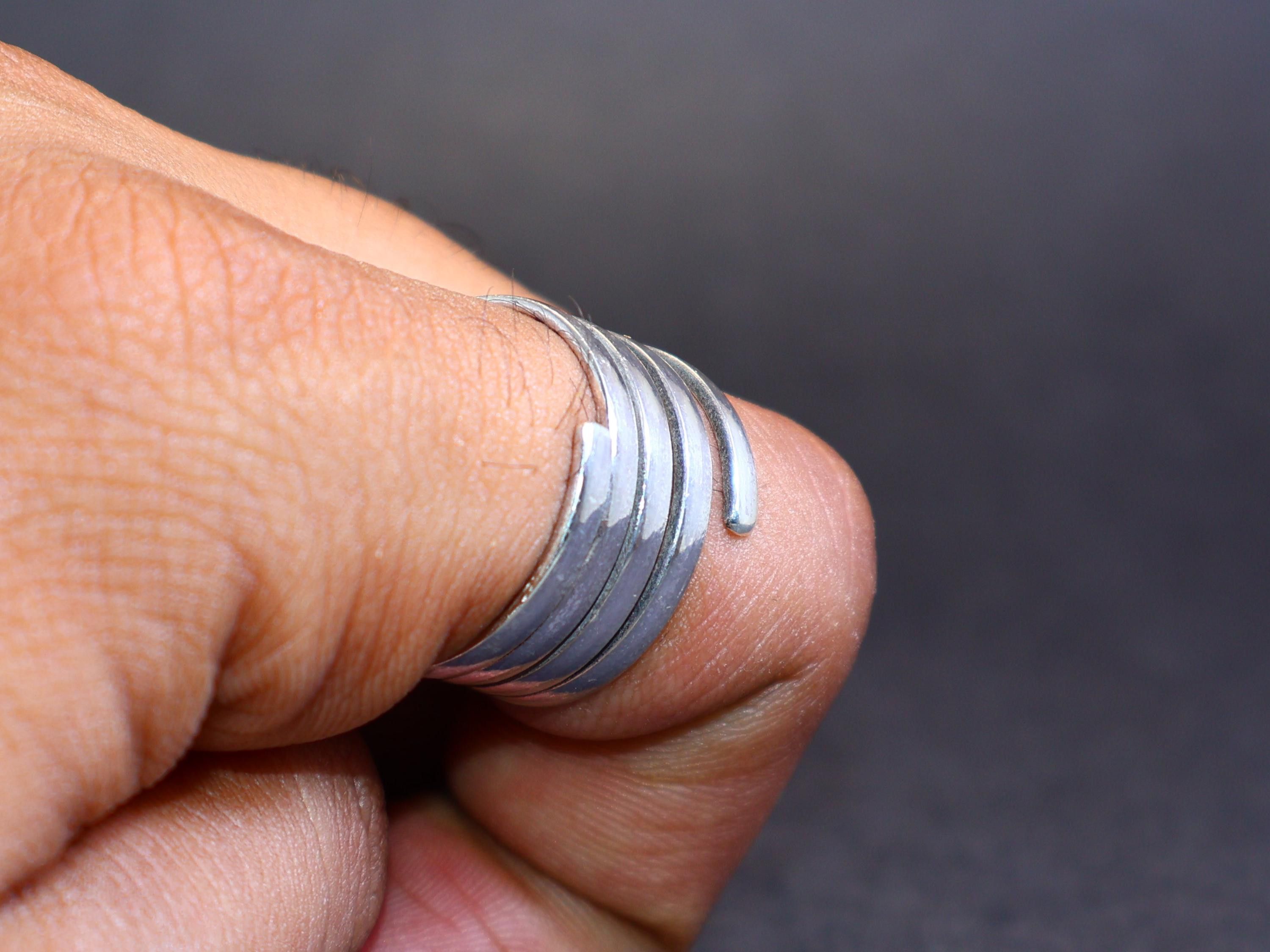 Handmade Spiral Band Ring, Sterling Silver Handmade Adjustable Ring, Size ONE SIZE - 10 Thumbnail