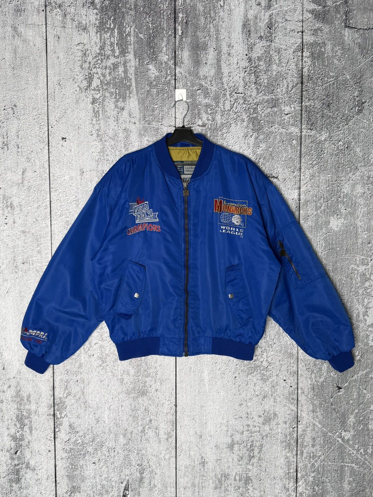 Starter Vintage London Monarchs Wolrd League NFL Bomber Jacket Size US L / EU 52-54 / 3 - 8 Thumbnail