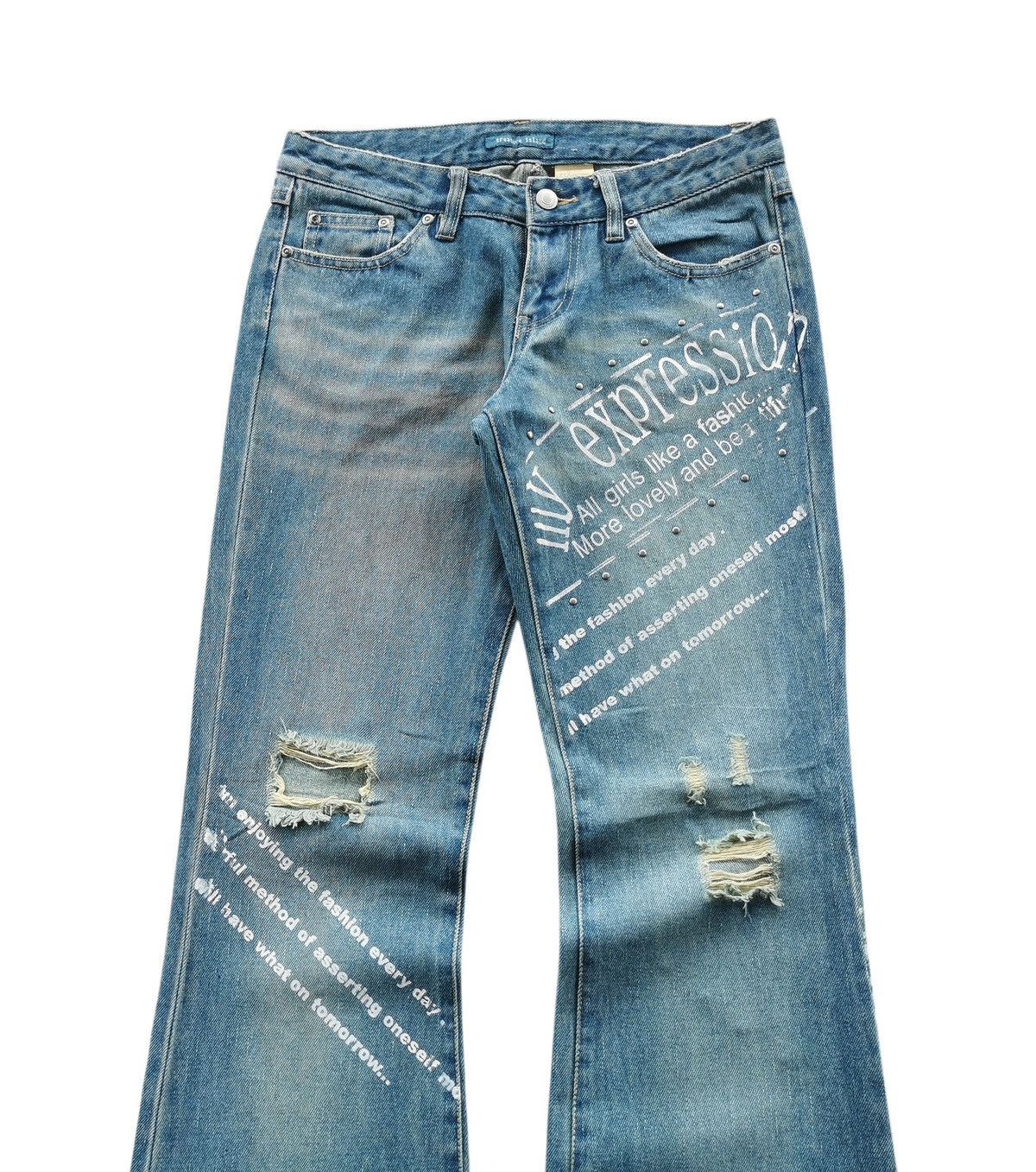 Tornado Mart Treasure Island Flared Distressed Studded Jeans ♦️A832 ♦️ Size 29" - 7 Thumbnail