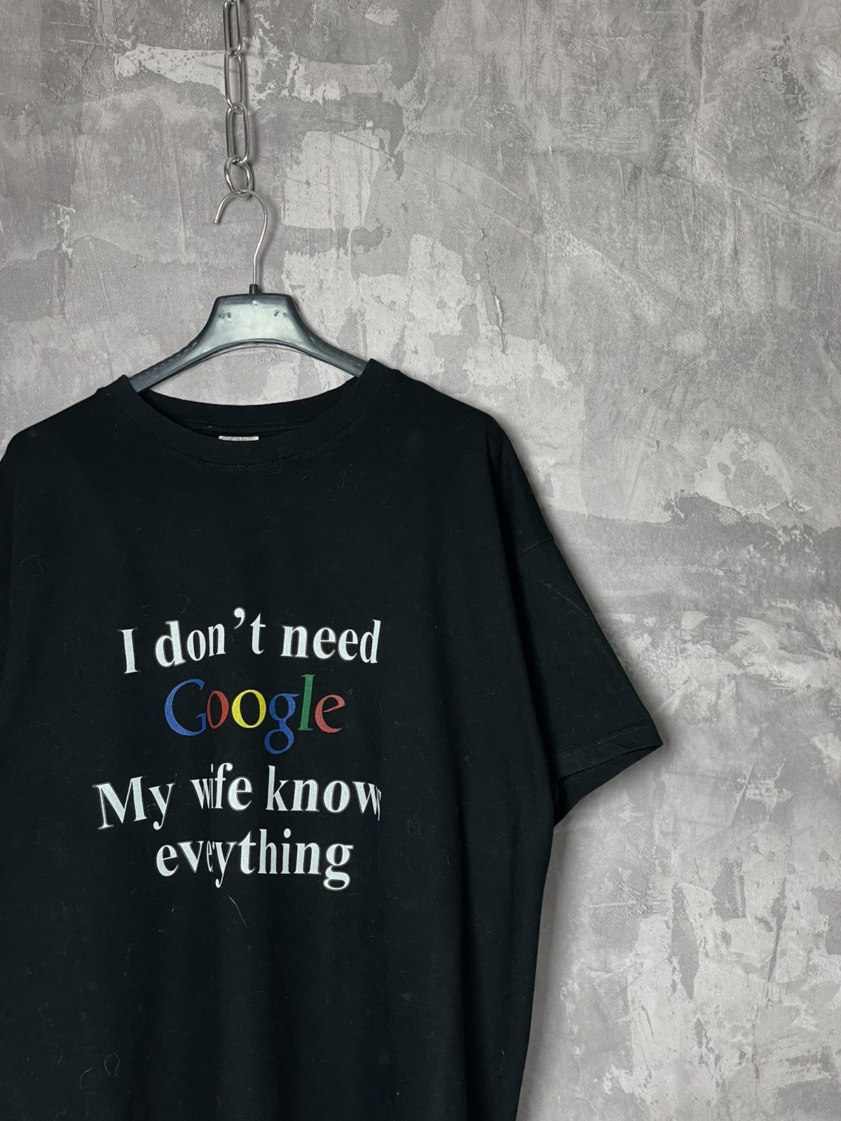Vintage I DON'T NEED GOOGLE MY WIFE KNOWS EVERYTHING TEE T SHIRT Size US L / EU 52-54 / 3 - 2 Thumbnail