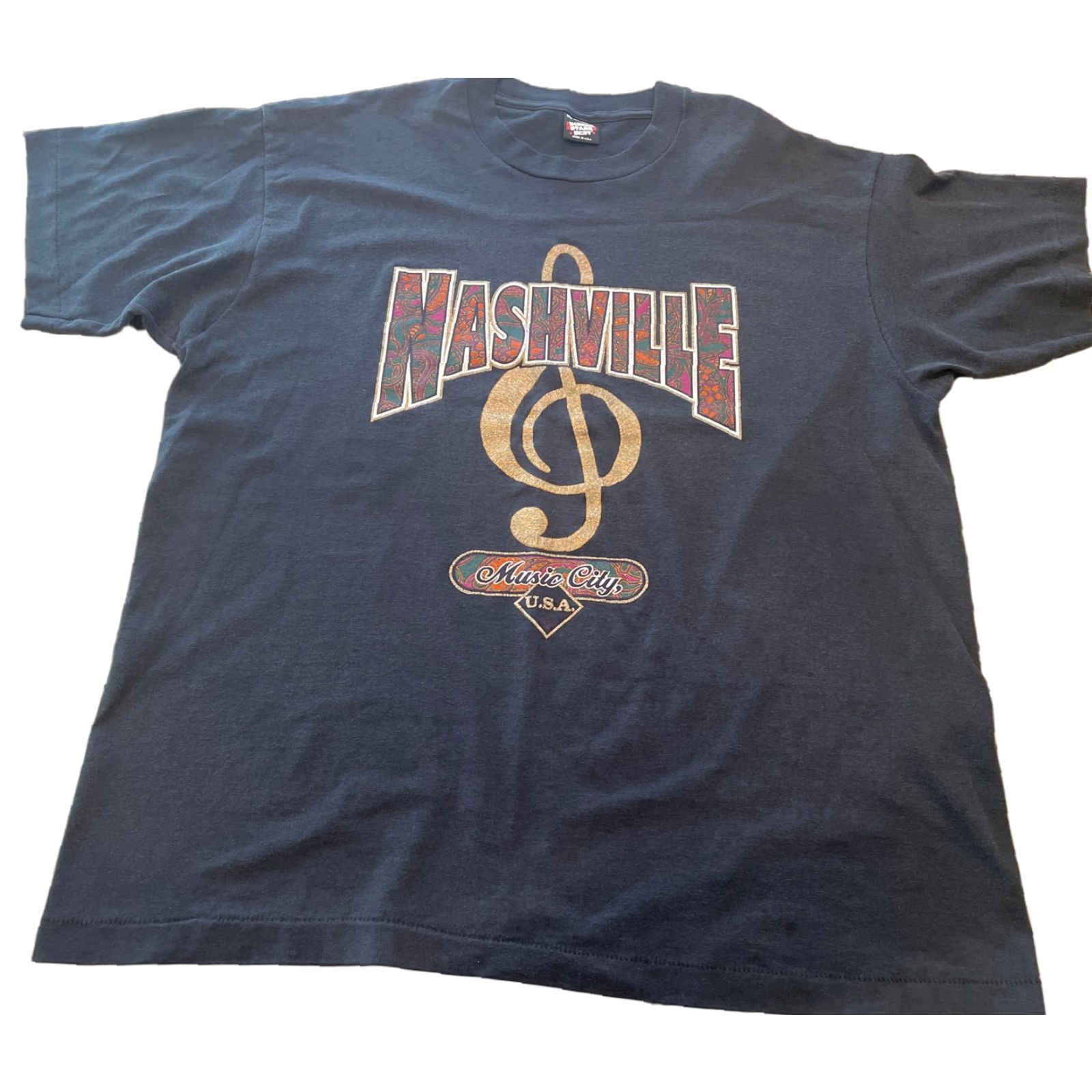 Vintage VINTAGE Black Nashville Music City USA Tee Shirt T-Shirt 2XL Men Screen Stars Best Short Sleeve Crew Neck Size US XXL / EU 58 / 5 - 1 Thumbnail
