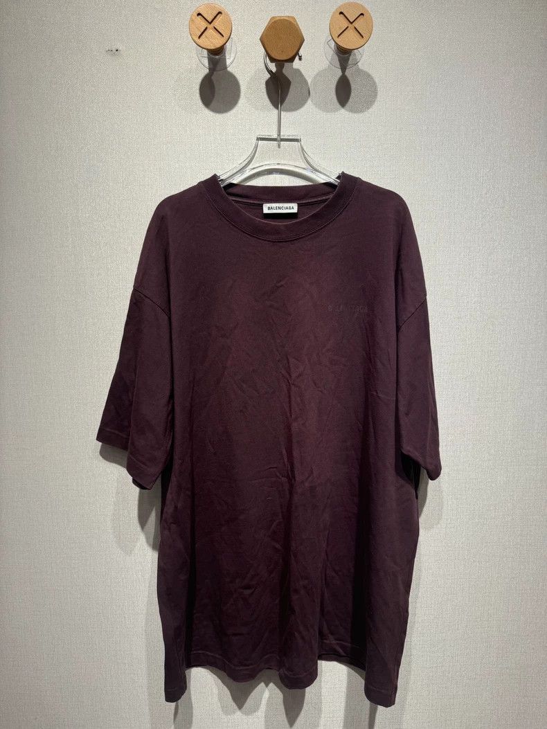 Balenciaga Balenciaga Burgundy Logo Print T-shirt - dmc Size US M / EU 48-50 / 2 - 1 Thumbnail